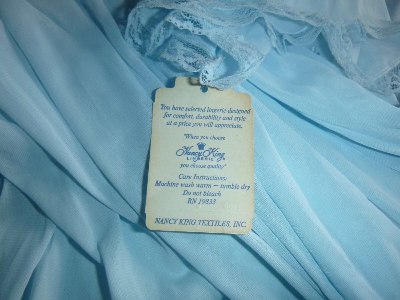 NWT Vtg Nancy King 100% Antron Nylon Hospital Nightgown Lace Trim Adaptive Sz L