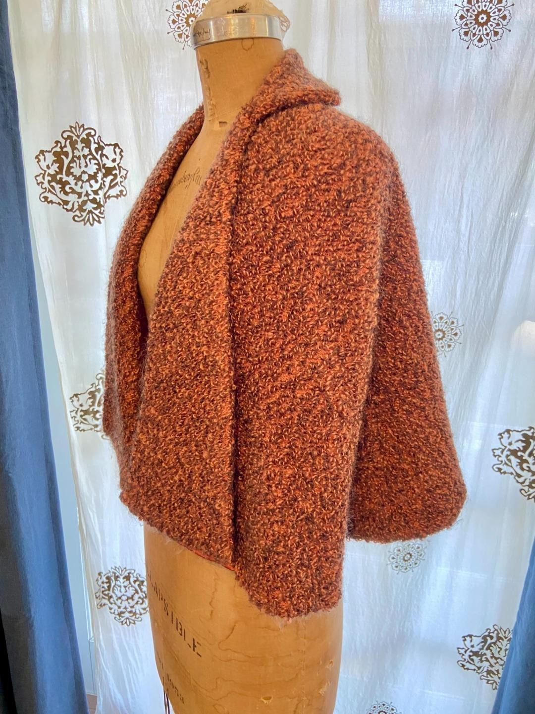 Vintage 30s 40s THE SPECIALTY HOUSE Orange Poodle Cloth Cape Capelet Whimsigoth