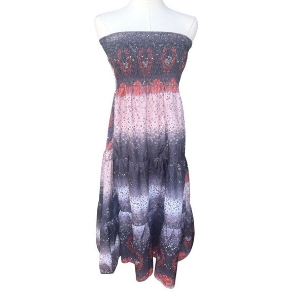 Y2K Boho Smocked Fairy Grunge Gypsy Dress XL Flowy Whimsigoth Concert Festival