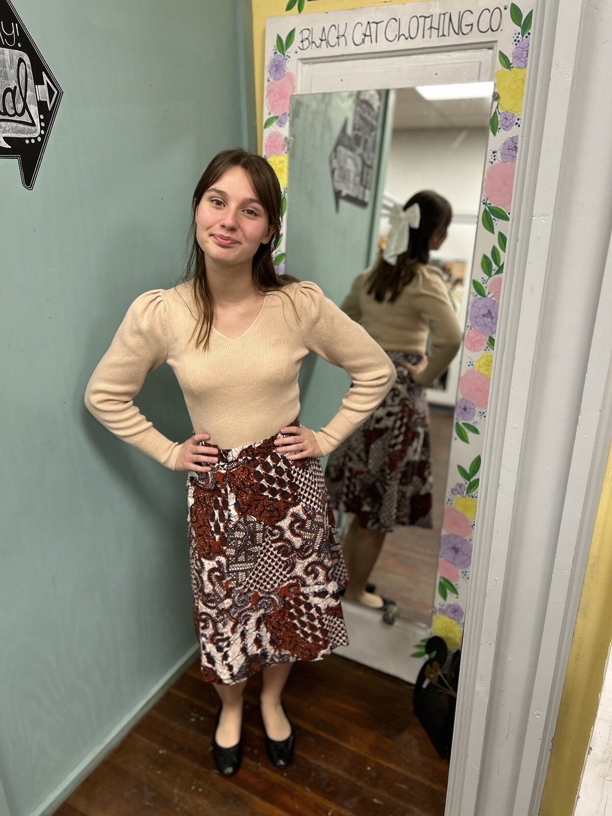 Vintage 70’s tribal Print A-line Skirt S