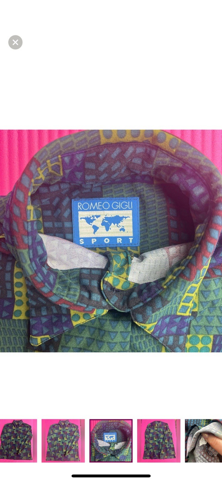 ROMEO GIGLI VINTAGE 1990’s GEOMETRIC PRINT WOMENS SPORTS SHIRT SIZE S