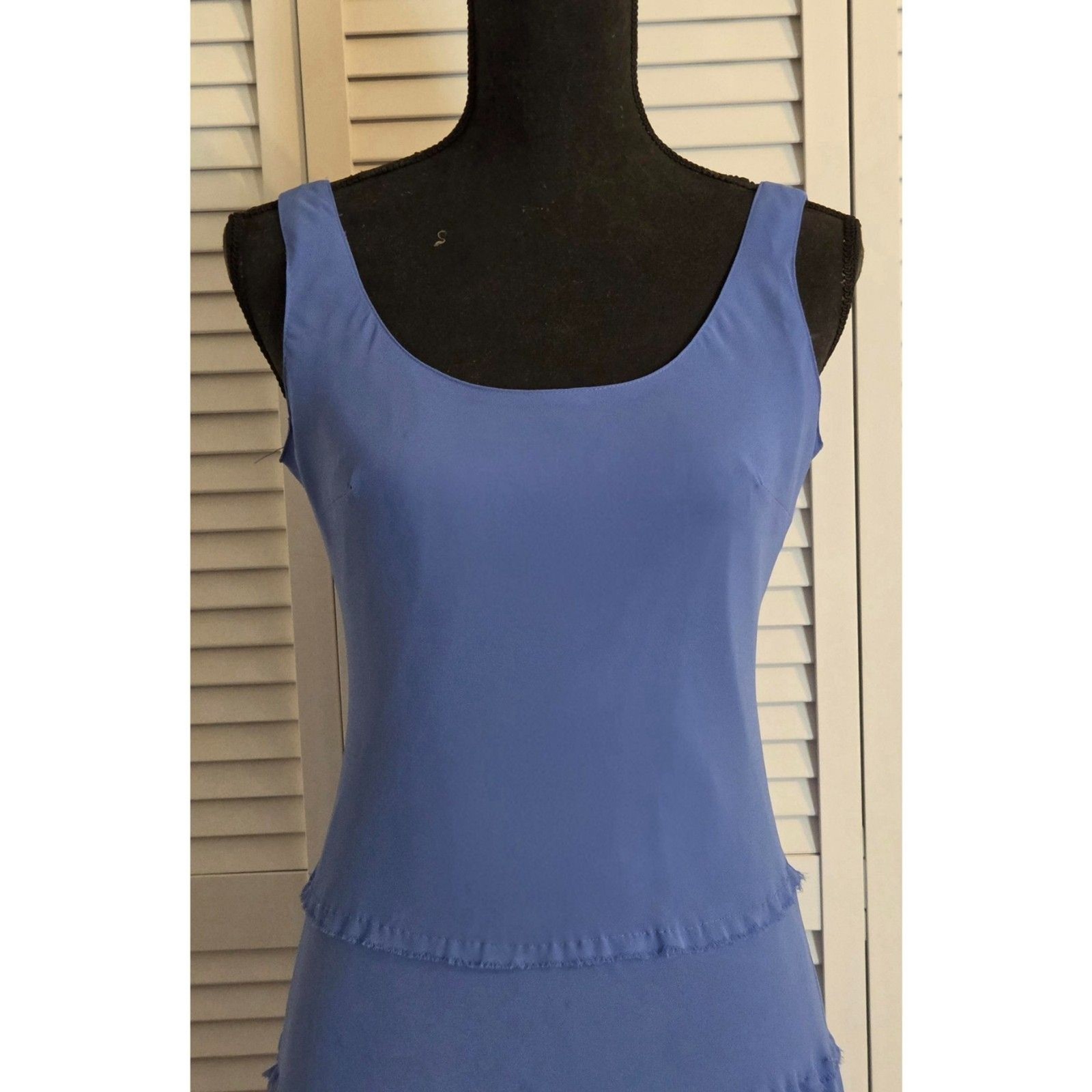 Vintage Evan-Picone Tiered Ruffle Maxi Dress – Periwinkle Blue, Size 4