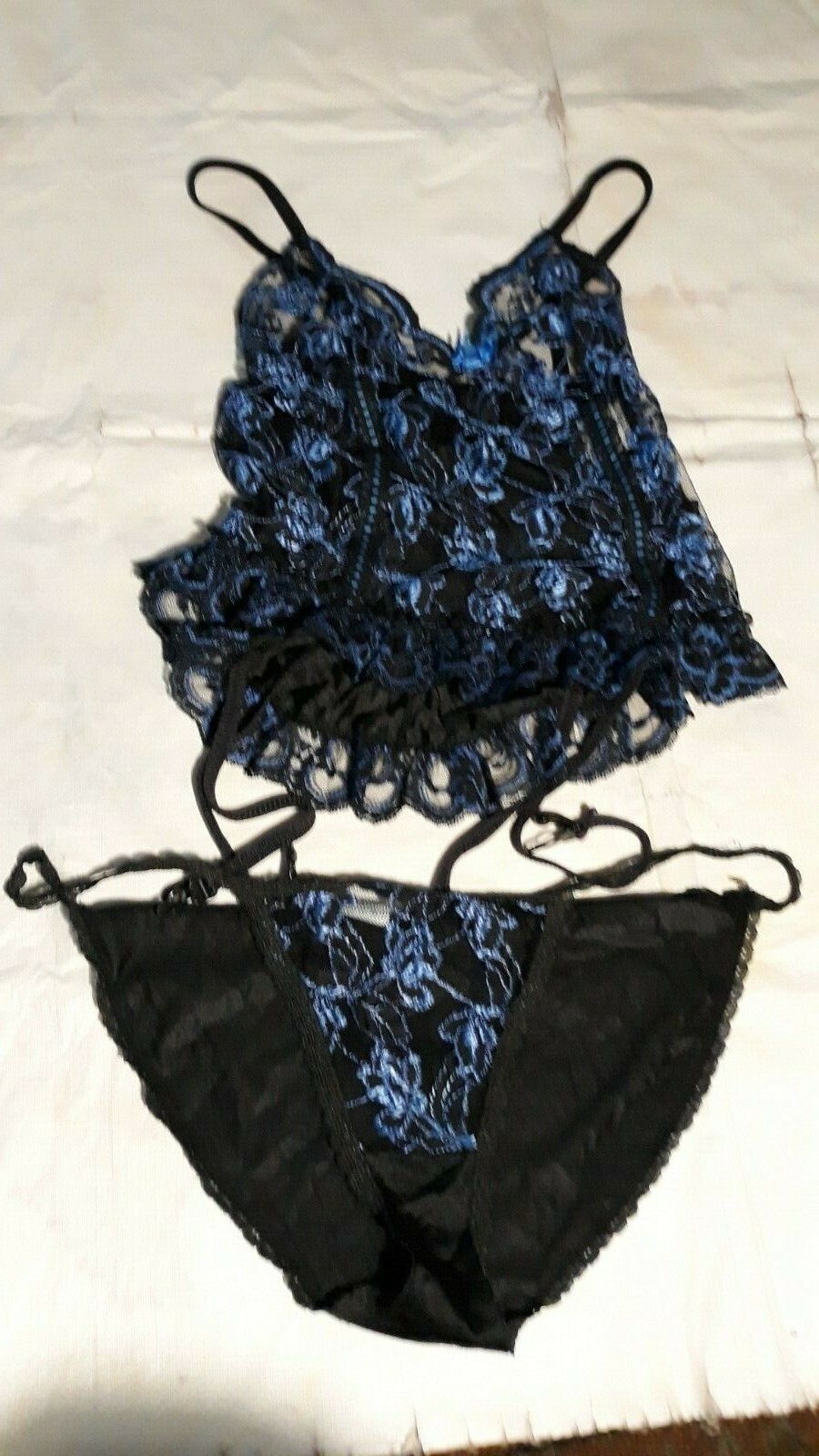 Vintage Nan Flower Lacy Nylon Camisole with Garter Lingerie medium