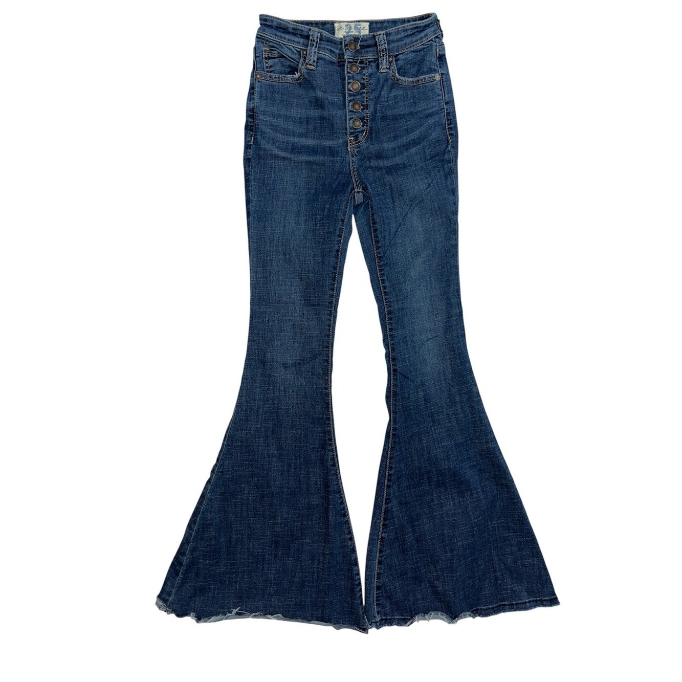 We The Free Extra Wide Flare Jeans Size 25 Button Fly Boho Festival Denim