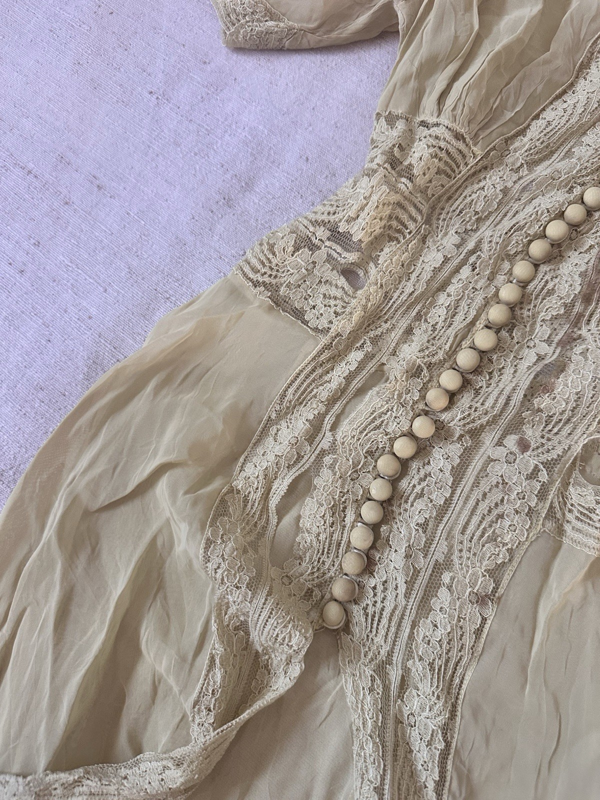 Lot 4 Antique French Silk Rayon Cotton Dress Blouse Resale Xs S M