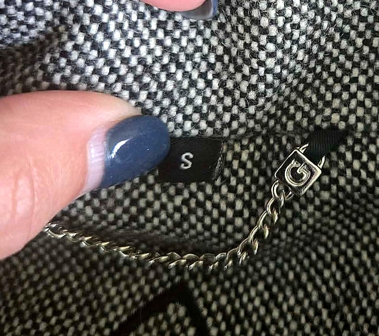 Vintage GUESS Wool Blend Pea Coat Black & White Tweed Women’s Size Small