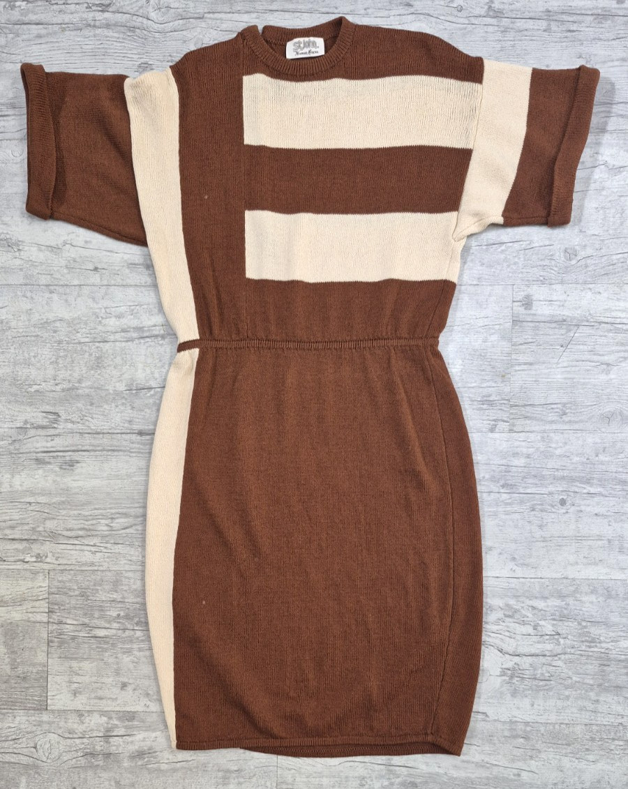 Vintage 70s ST JOHN Neiman Marcus Brown Santana Knit Dress – Size 10 – EUC