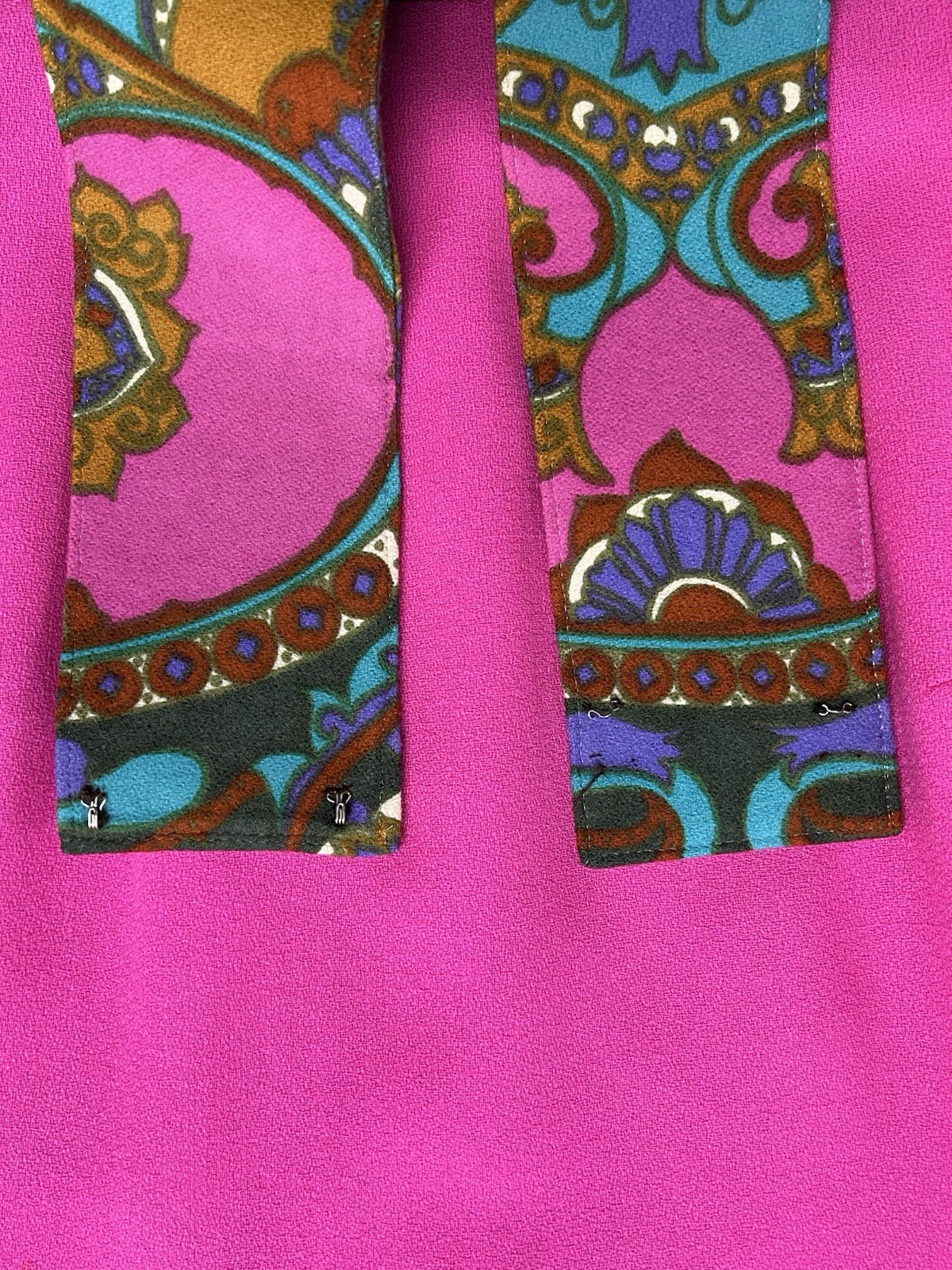 006 1960s Psychedelic long sleeve dress, magenta multi Rebecca size S VG!