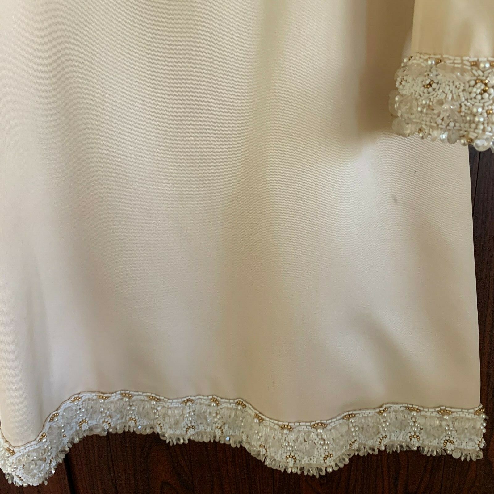 Vintage HELEN ROSE 2 Piece Formal Dress & Jacket Beaded Jeweled Cream Color Sz M