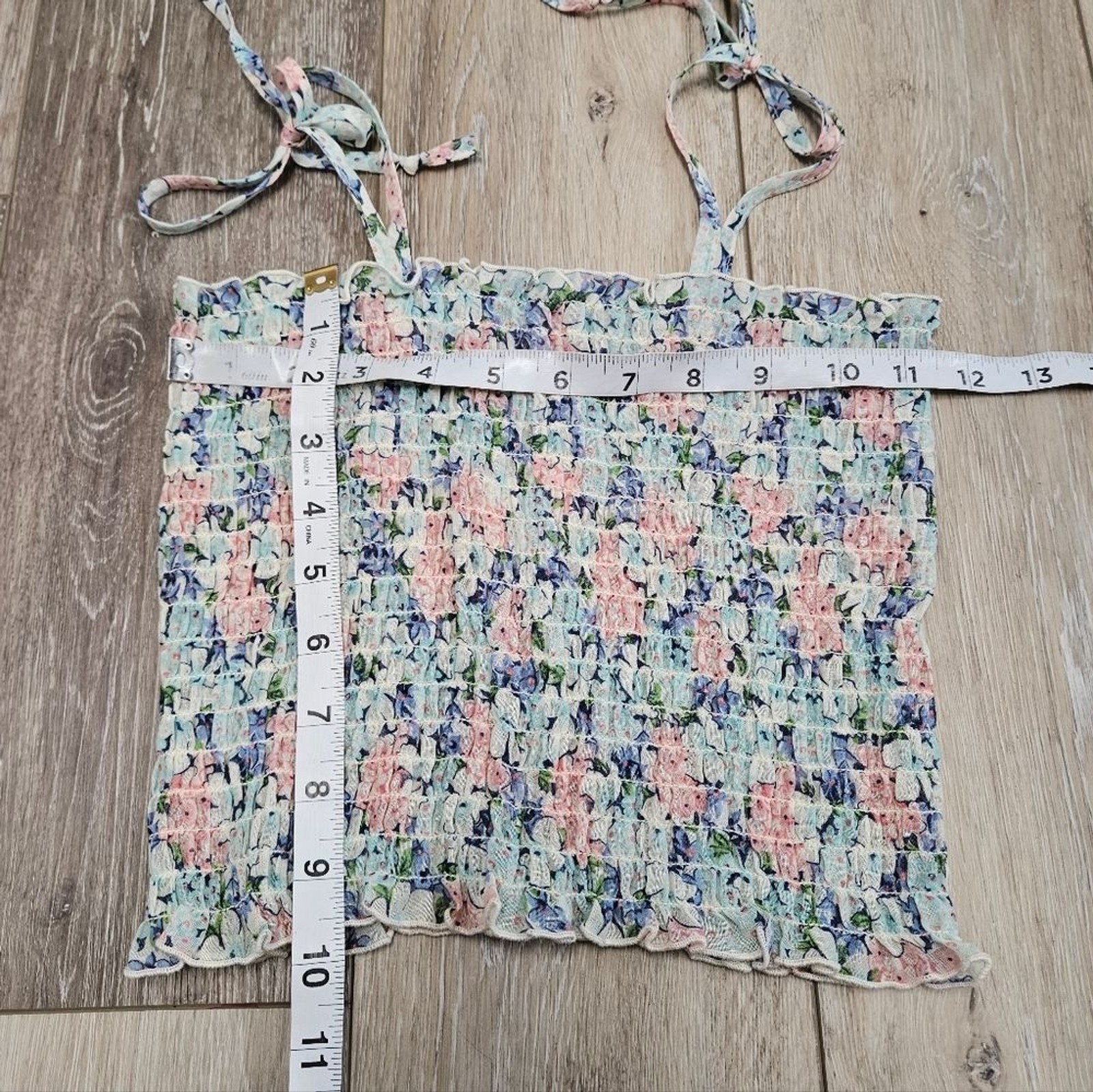 JC Penney Fashions Vintage Smocked Sheer Tank Top Floral Tie Women’s Medium