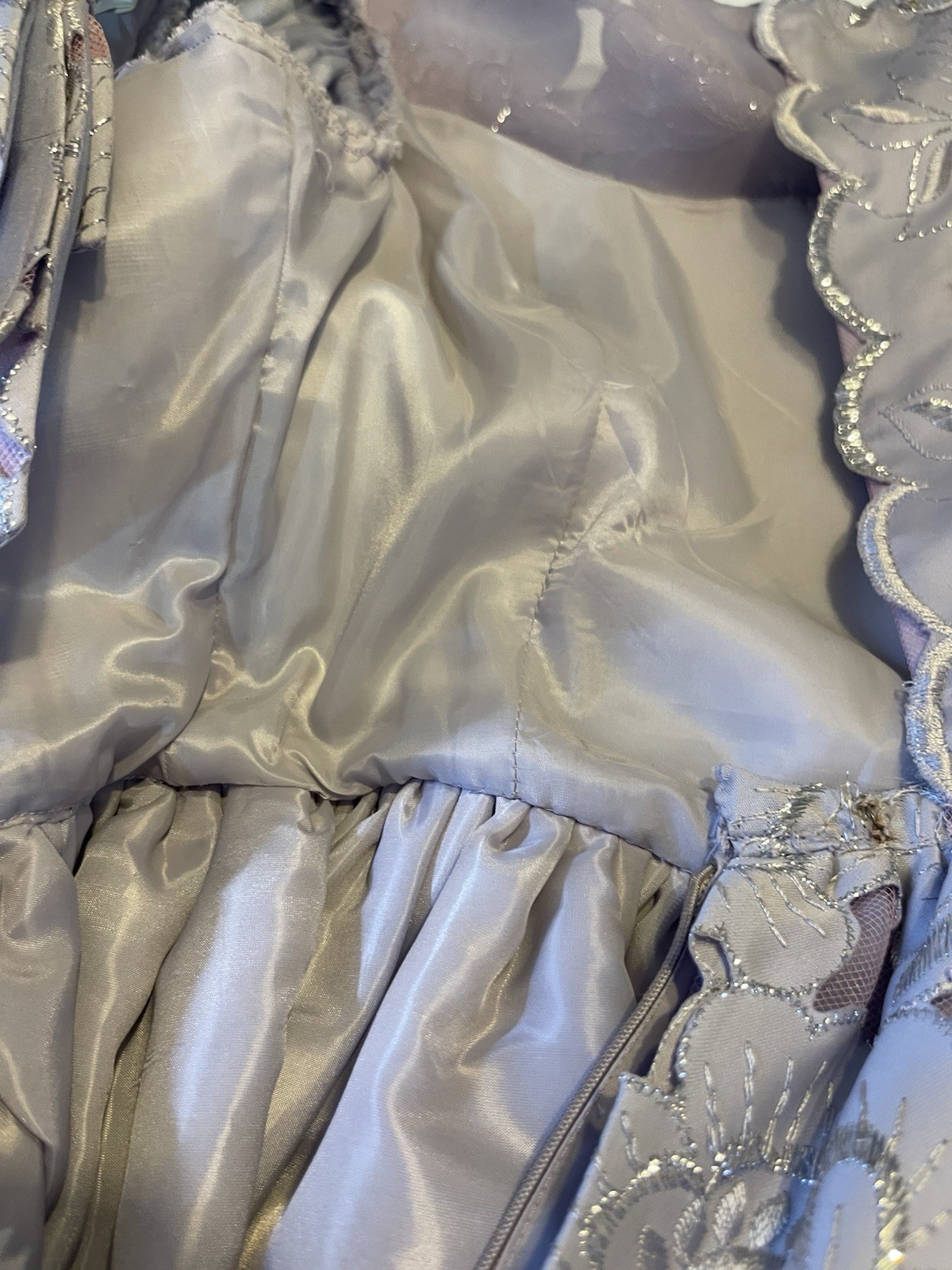80s Handmade Floral Tea Cottagecore Dress Back Bows Full Skirt Metallic Vintage