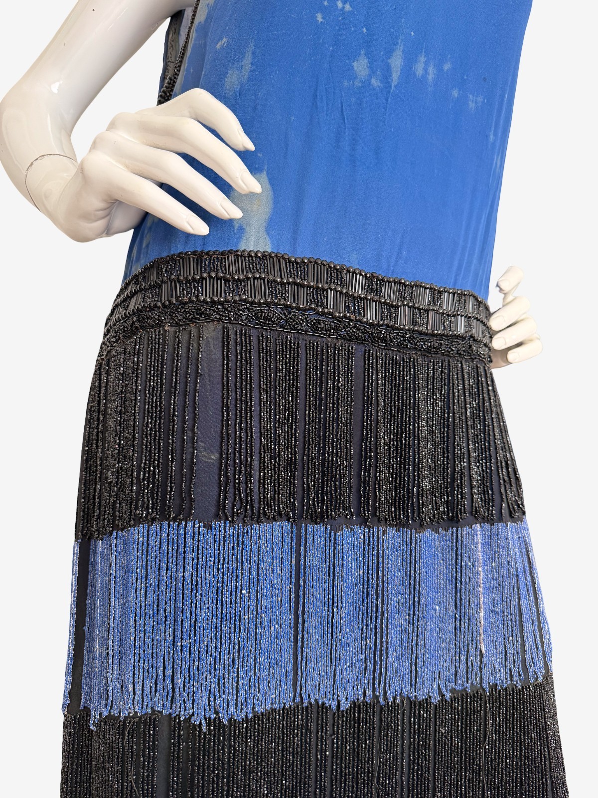 Antique 1920s Flapper Dress Silk Chiffon Beaded Fringe Art Deco