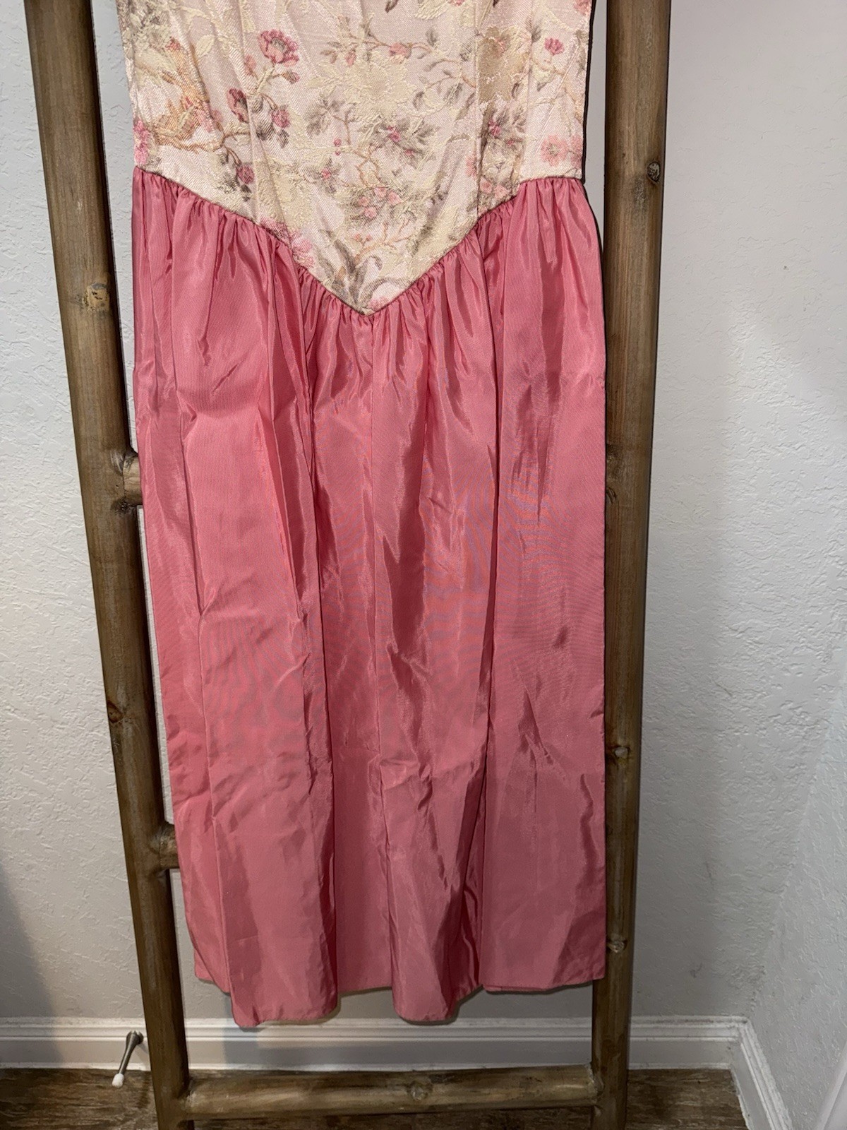 Vintage Glenrob 80s Puff Sleeve Prom Dress Pink Floral Bridgerton 9/10 USA Made