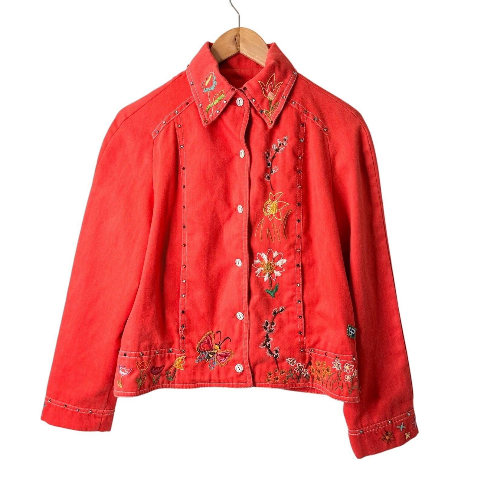VTG 70s Ginori Players Saks 5th Ave Floral Embroidered Jacket Boho Art to Wear M