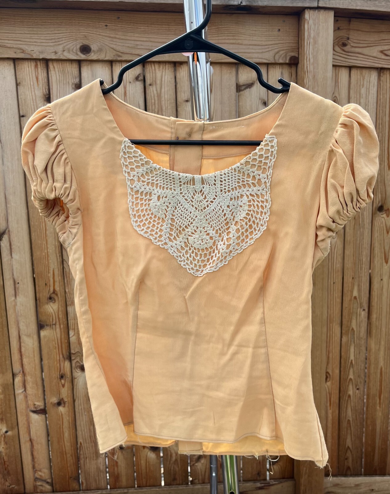 1960’s Vintage Yellow & Cream Blouse Crochet Cottage Core Coquette Ballet