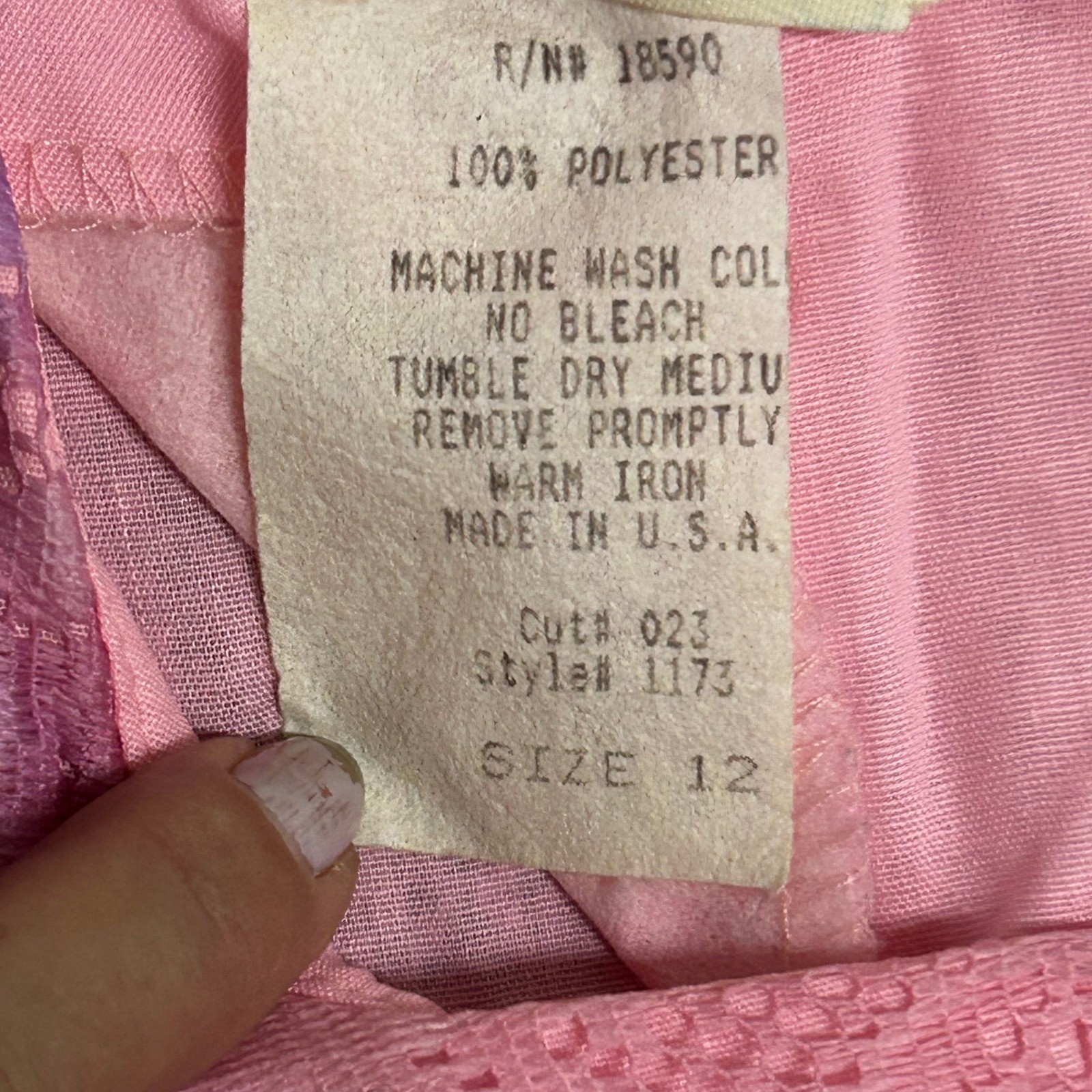 Square Dance Dress Co. Dress Womens Size 12 Pink Purple Tie Dye Lace USA Vintage