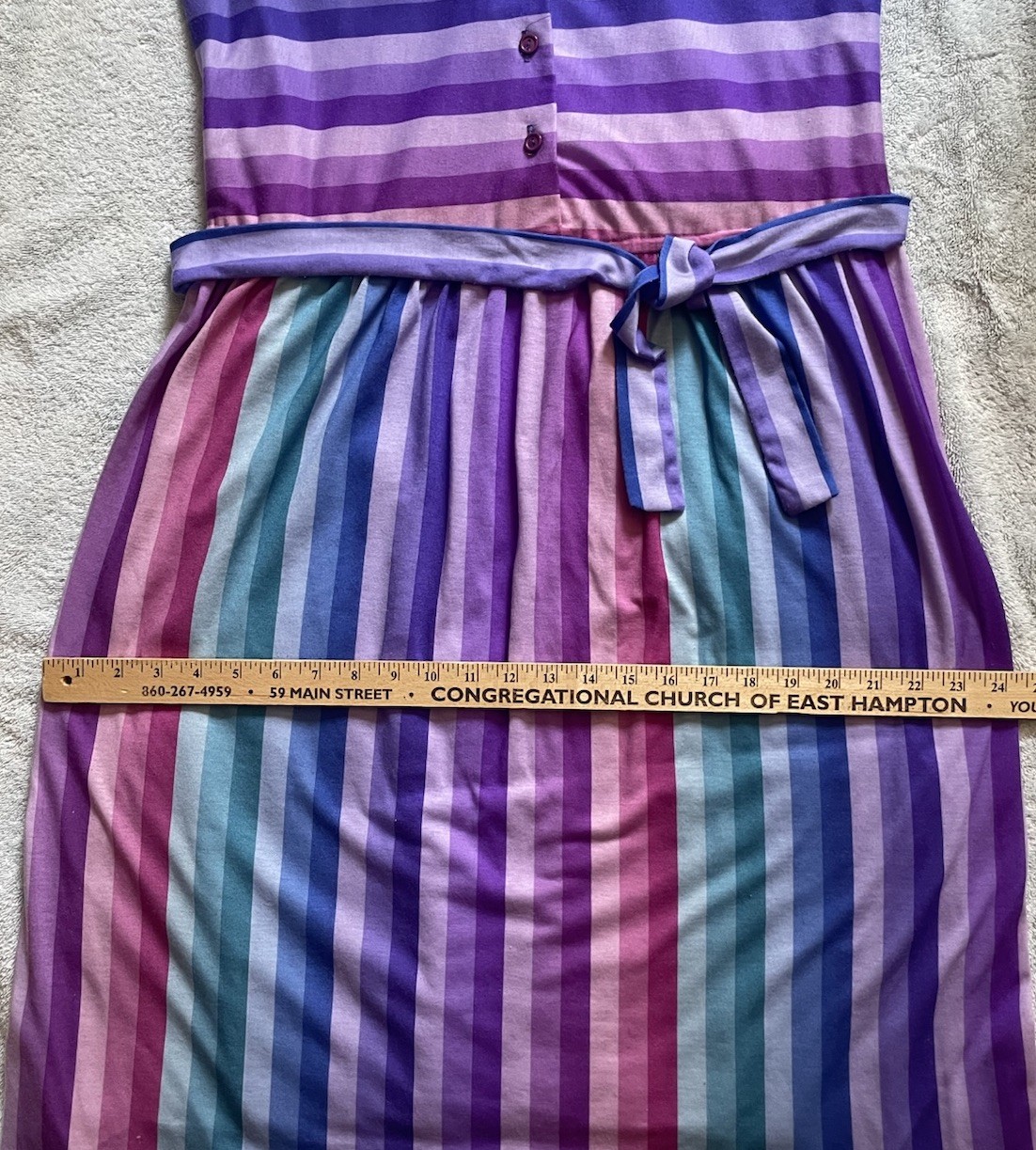 Lady Page Susan Page Vintage Dress Size 12 Striped Pastel Midi 80s Sun Sundress