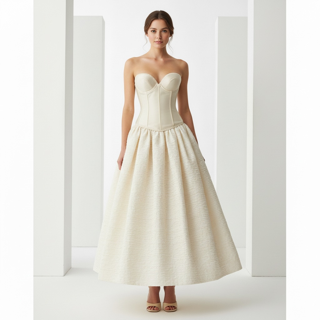 Women’s Vintage strapless corset in cream by Poirier | Size 34
