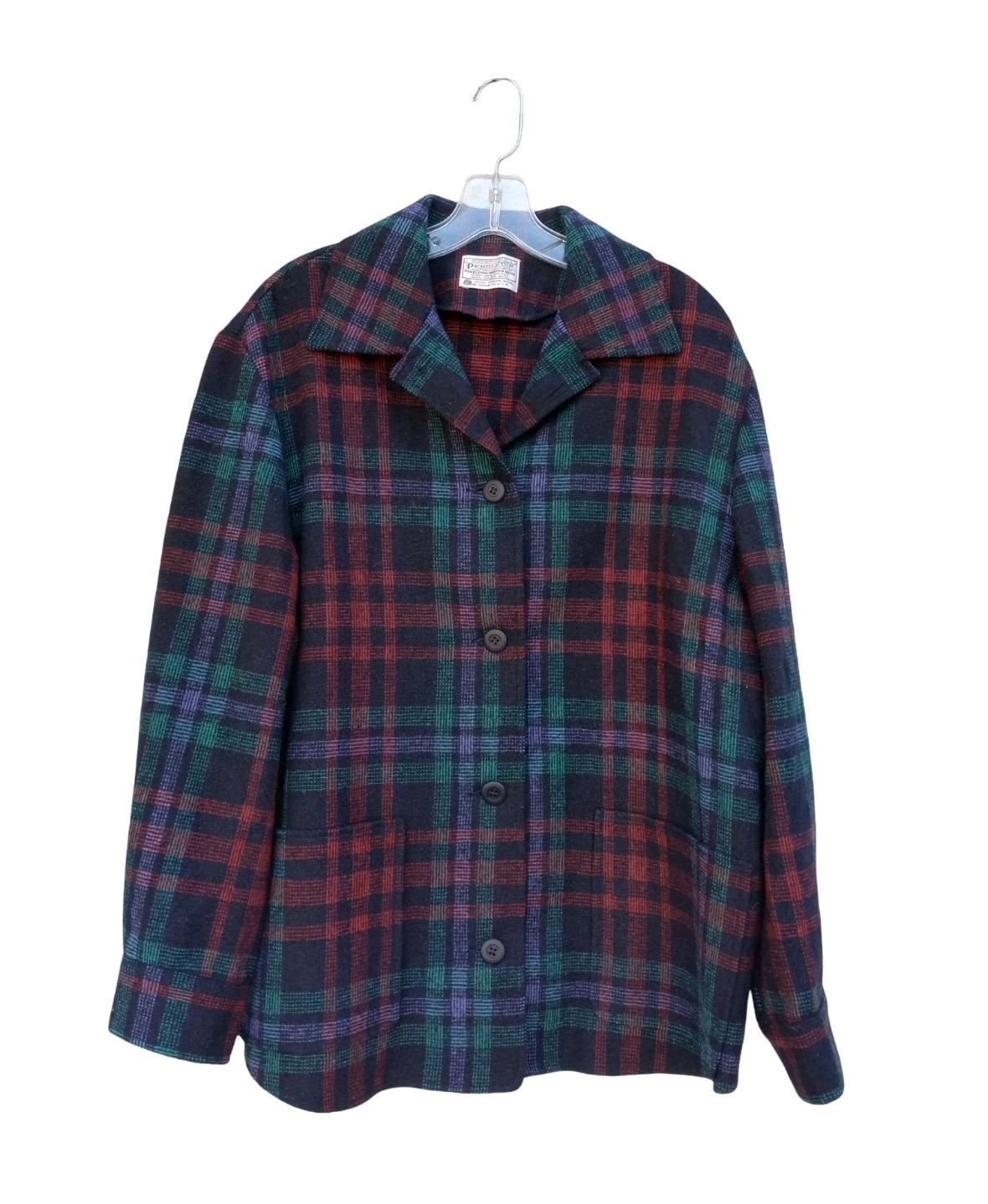 Pendleton Women’s Wool Shirt Jacket Button Up Long Sleeve Plaid #203 SZ M 49er