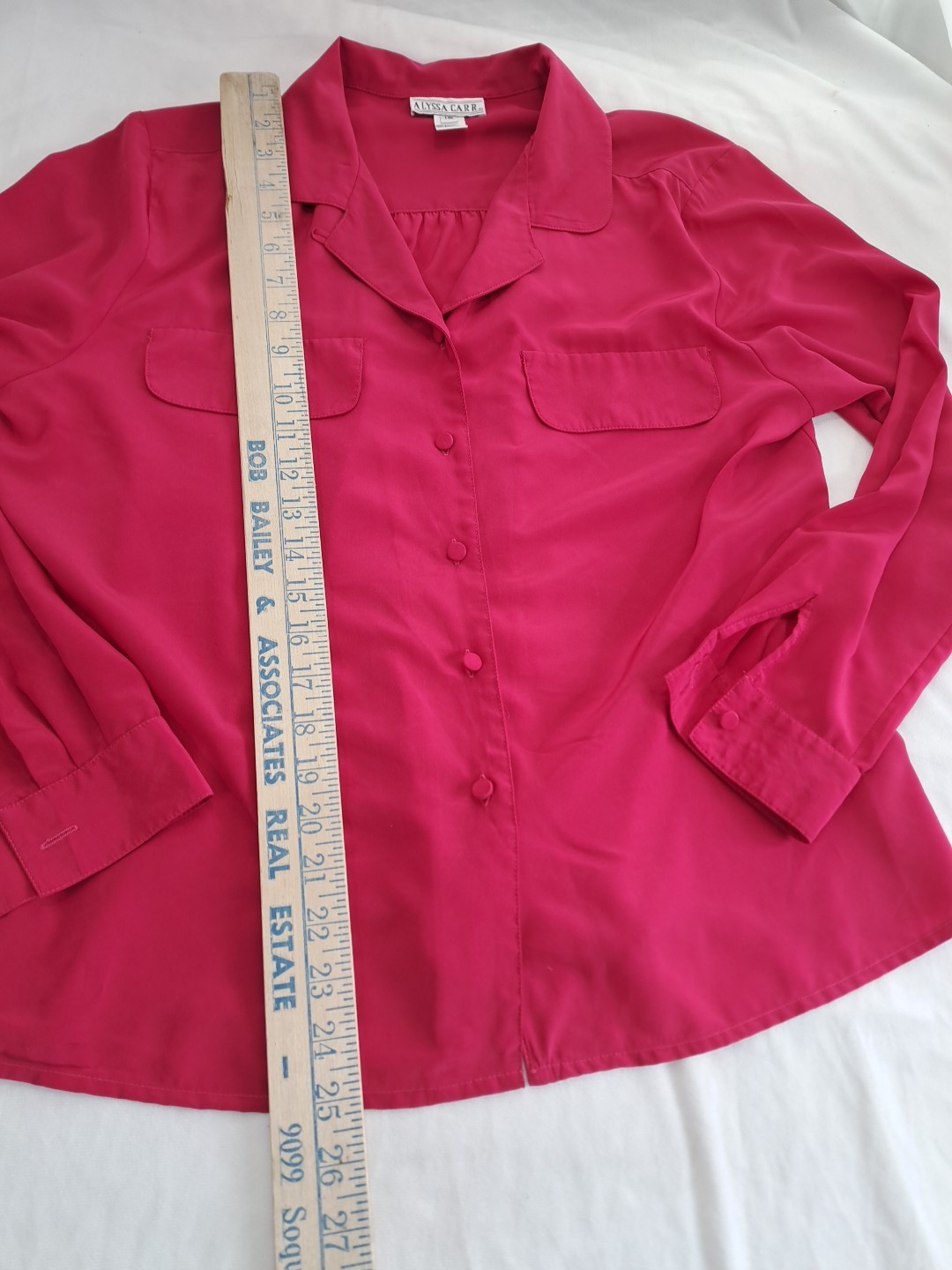 Vtg Hot Pink Womens Shirt Blouse 80s 90s Corp Core 12 L Secretary Alyssa Carr
