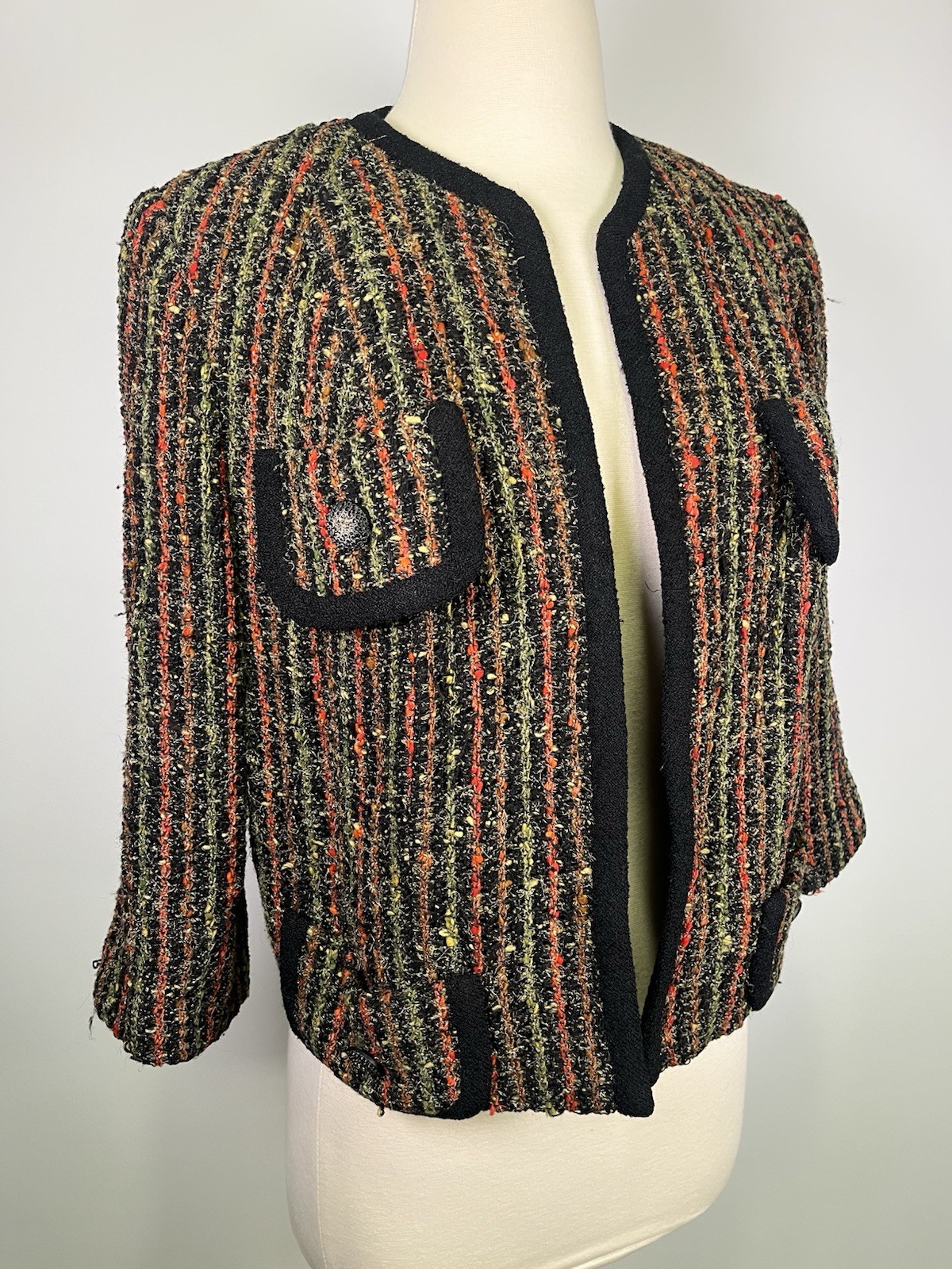 VTG 50s Lesur Paris Fabric Custom Boucle Jacket Tailored Cropped Tweed Designer