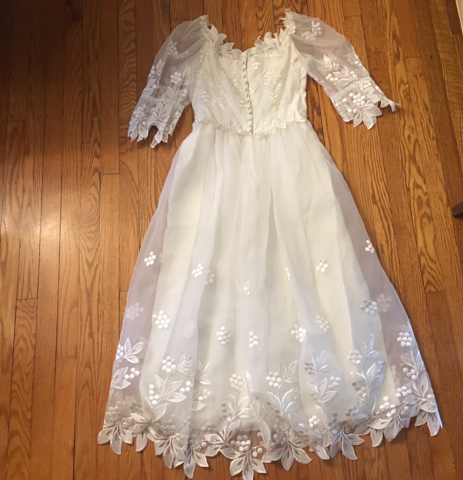 VTG Late 70’s-1980s House of Bianchi Tea Length Bridal Dress XS S 4 lined
