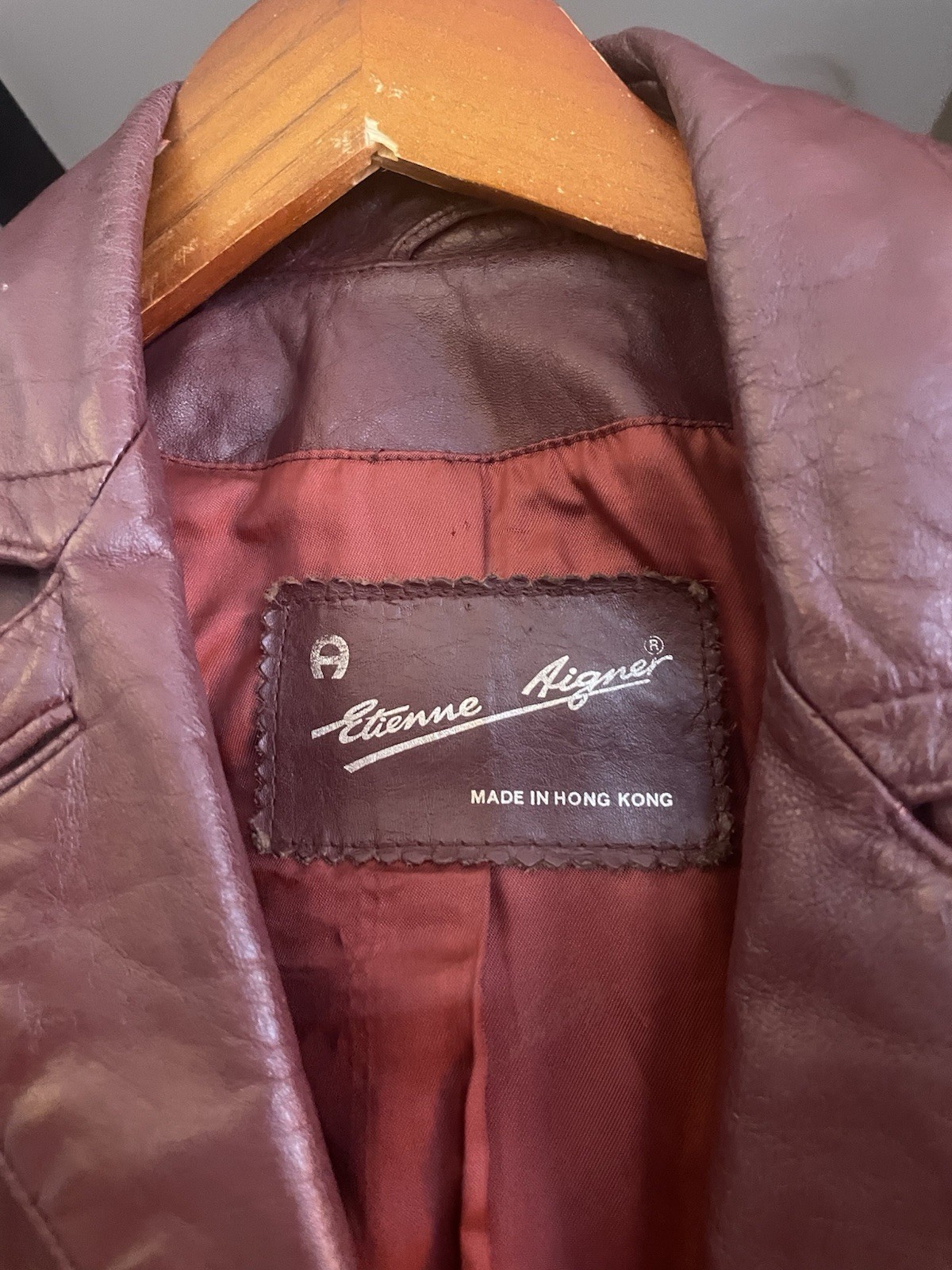 Vintage Etienne Aigner 100% Genuine Leather Burgundy Jacket