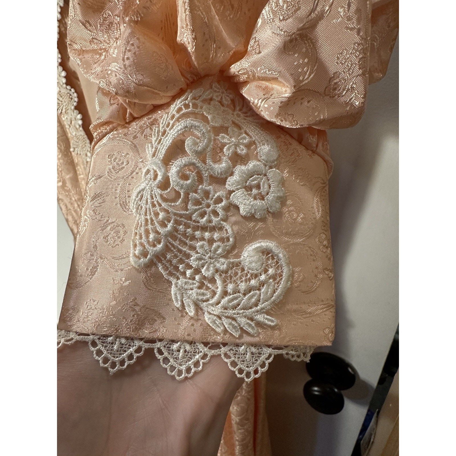 Vtg Women’s Prairie Cottagecore Little Bo Peep Dress Pink Lace puffy sleeves