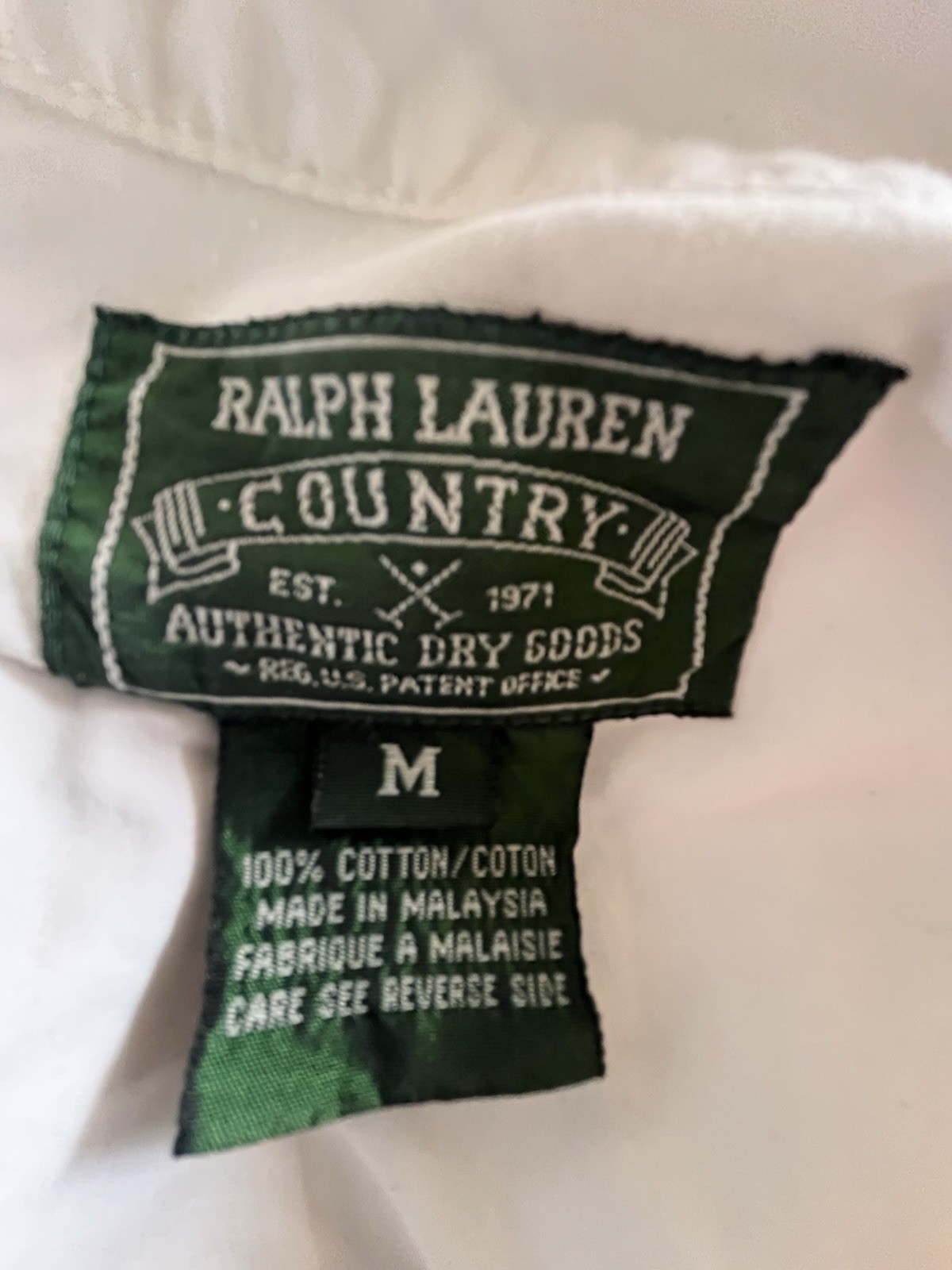 Vintage Ralph Lauren Country M White Button Down Military Shirt Women’s 89-92’