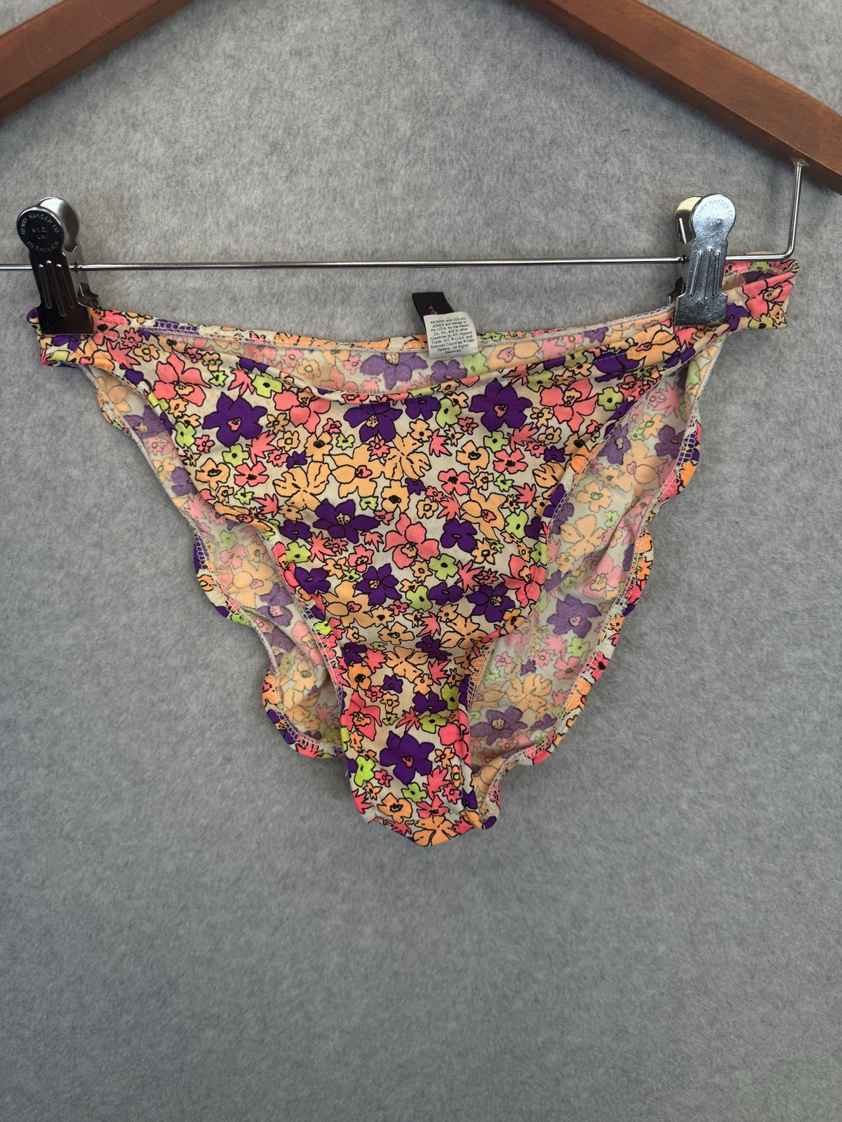 VTG Raisins Floral Bikini Large 9-11 Made In USA 90s Bandeau High Cut Strapless