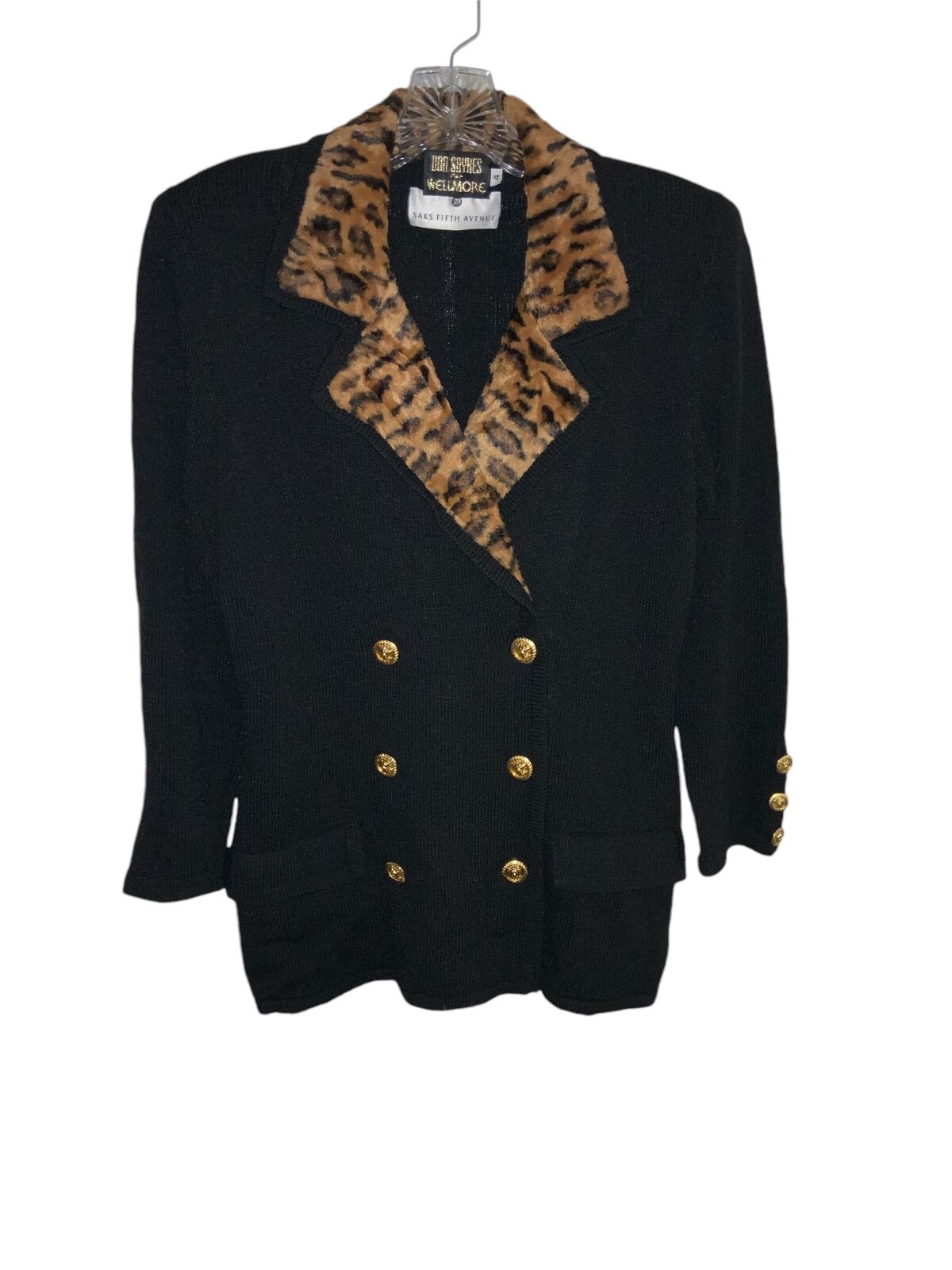 Vintage Don Sayres Wellmore Saks 5th Avenue St John Cheetah Collar Jacket Sz 4
