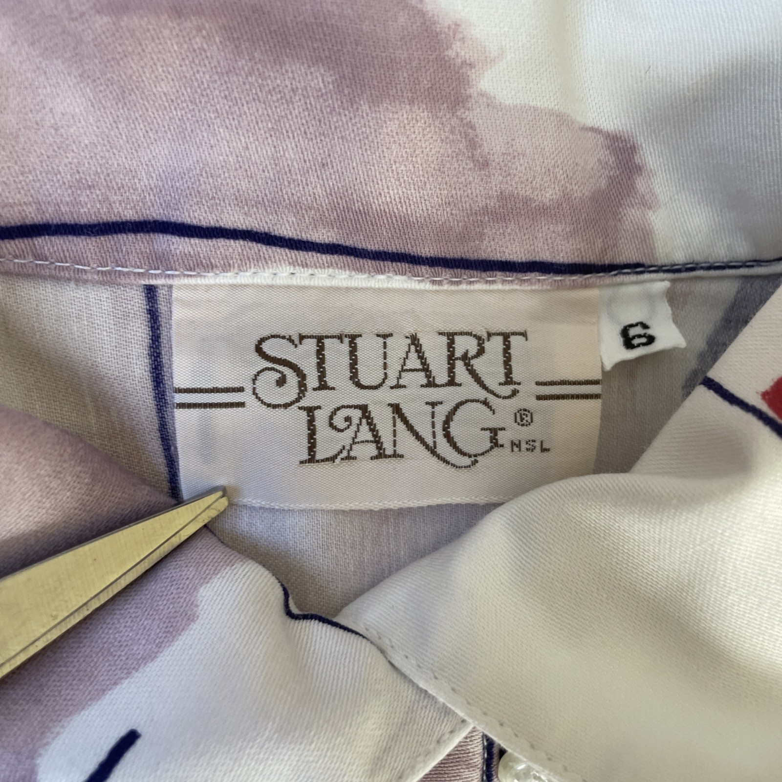 Vtg 80s Stuart Lang Button Up Abstract Art Deco Horse Cowboy Western Sz 6 L