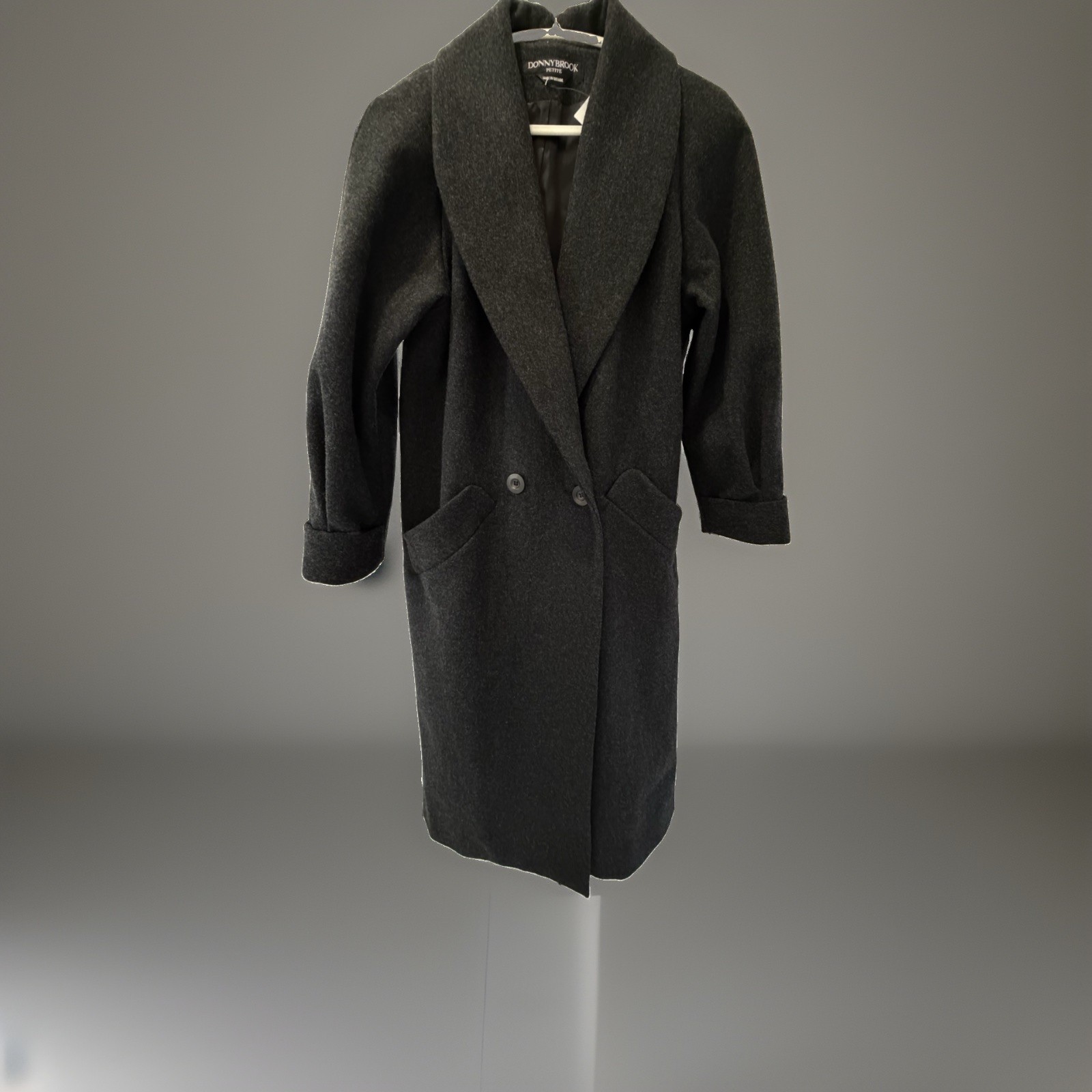 Vintage Donnybrook 100%Wool Coat Petite Small Charcoal Gray Made inUkraine EUC