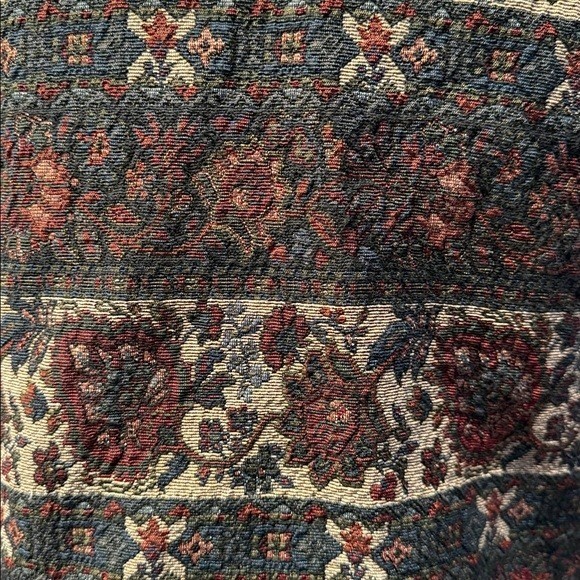 Vintage Gotcha Covered Tapestry Floral Woven Burgundy Blue Boho Womens Vest Lg