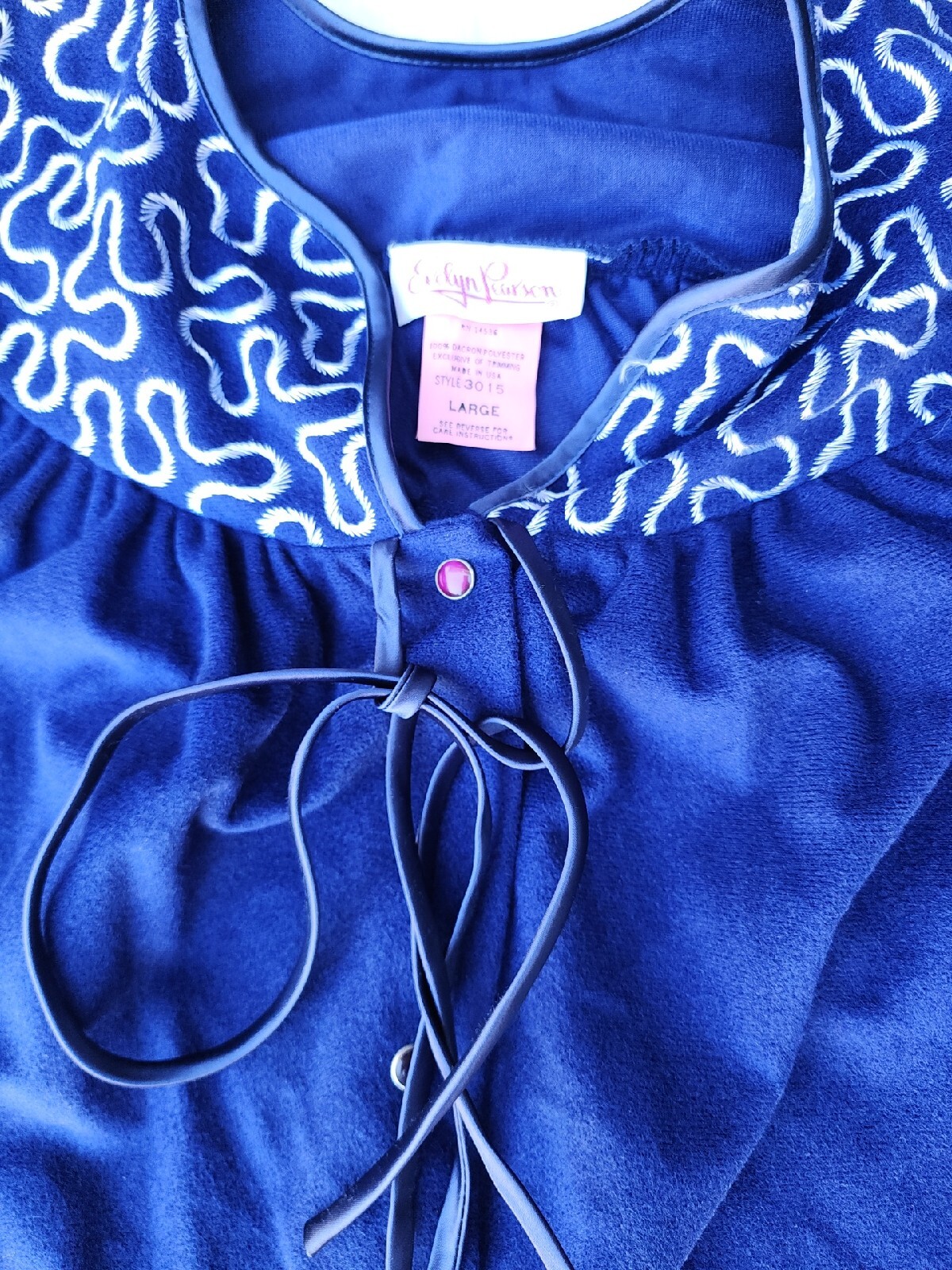 VTG USA Evelyn Pearson Dacran Blue Du Pont Caftan Robe Housecoat Women’s Sz L