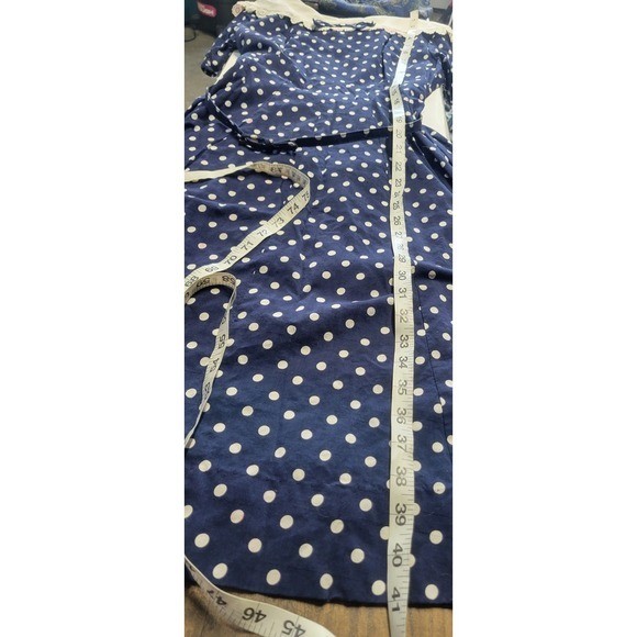 Vtg Homemade 70s Sailor Nautical poke a dot Dress small See Measurements