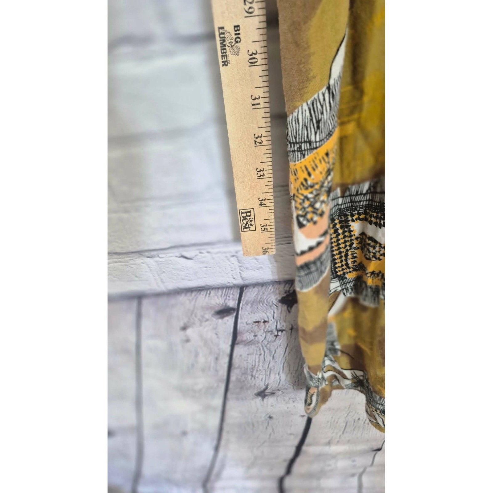 Vintage 1980s Abstract Geometric Print Shift Dress Mustard Yellow Orange Retro S
