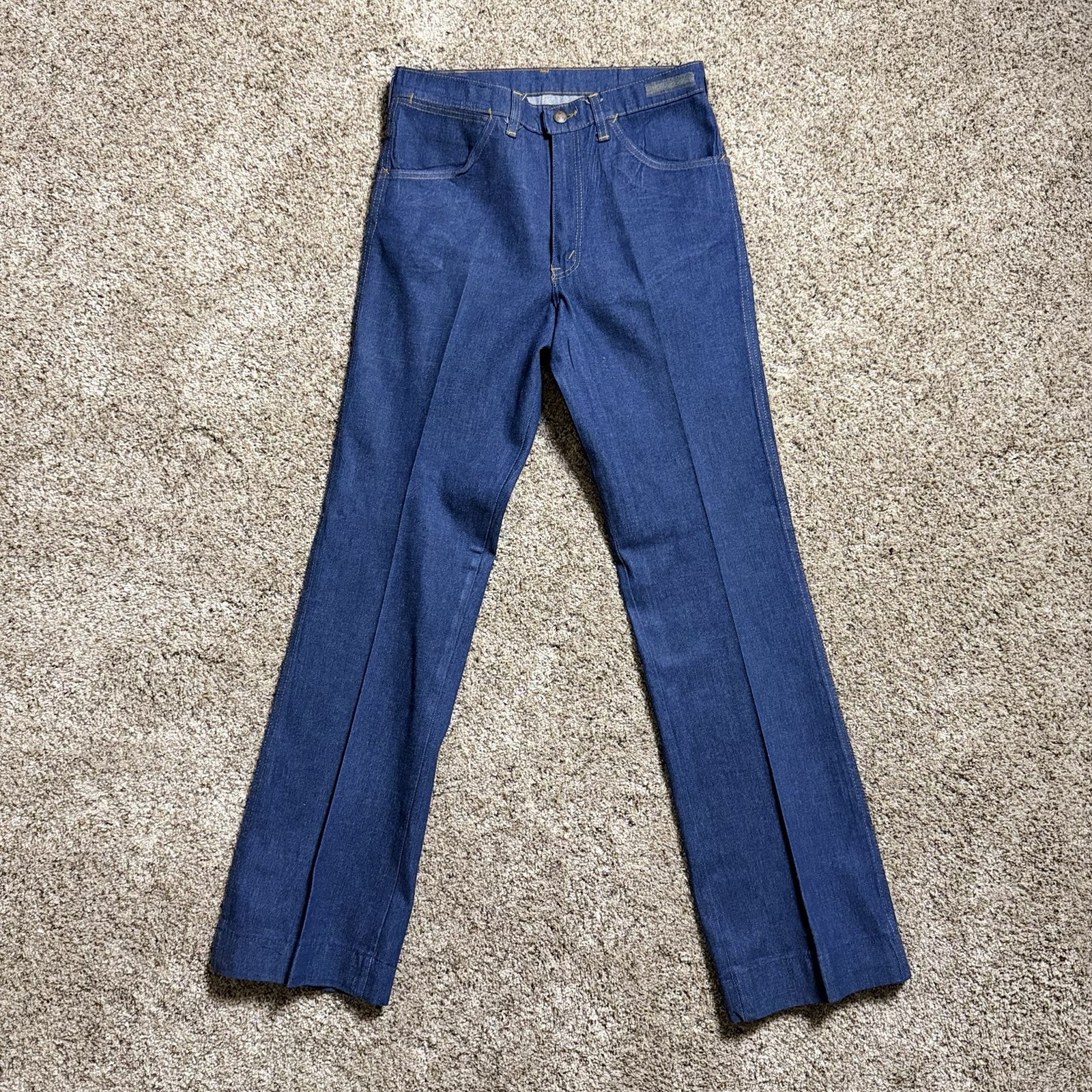 Vintage 70s DeeCee Raw Denim 32×33 Bootcut Pressed Pleated USA Western Work Wear