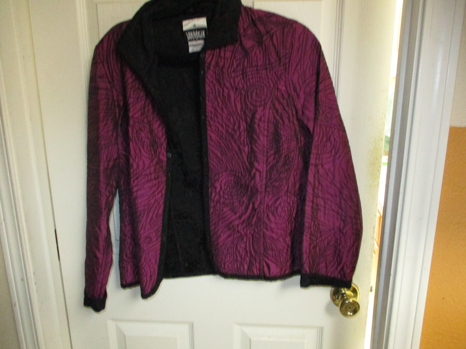 Vintage Yak Magik Purple & Black Beads Sequins 100% Silk & Rayon Lined Jacket-M