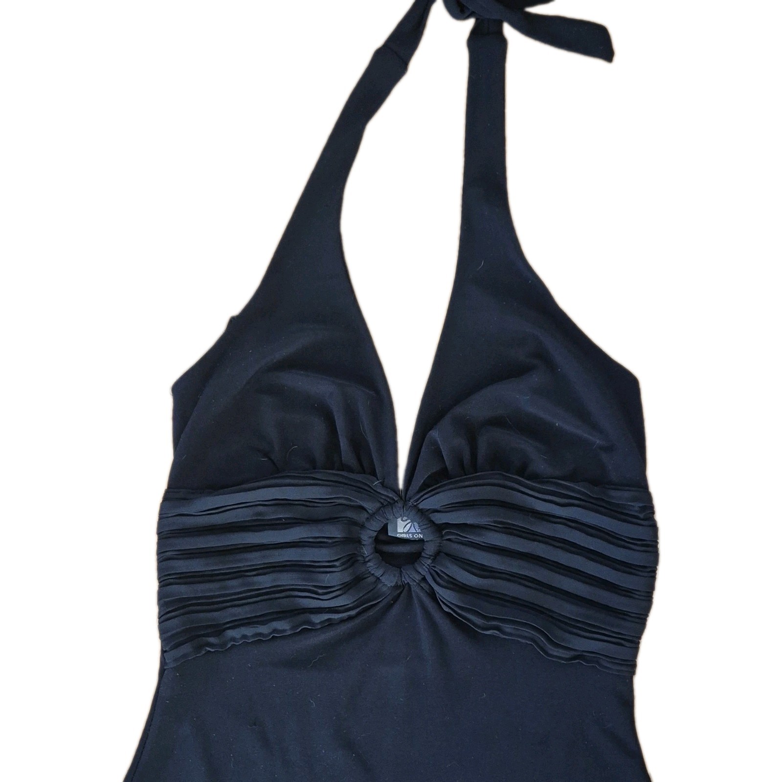 Girls Only Black Halter One-Piece REAL Y2k Vintage Size S Style 75943