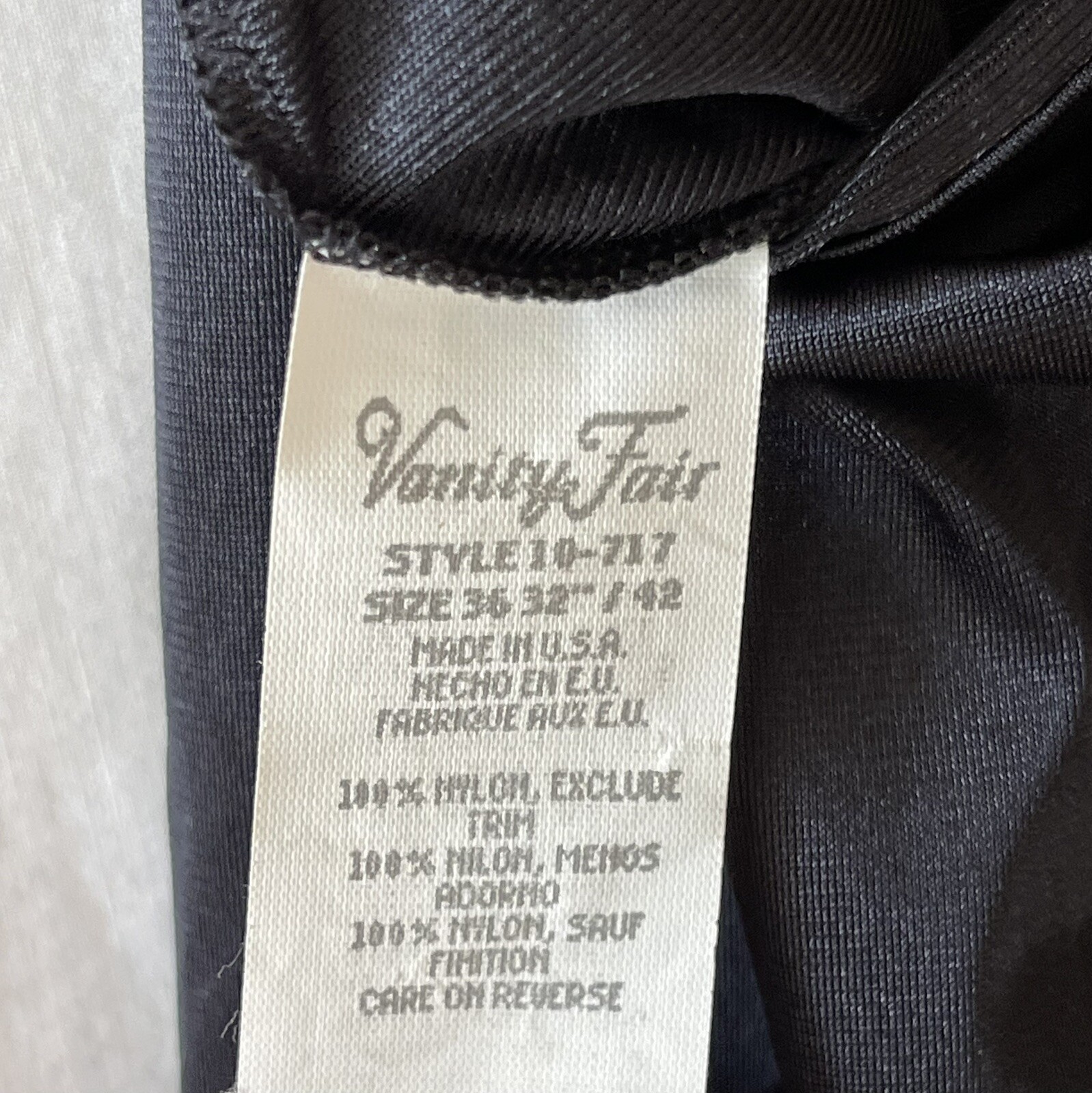 Vintage VANITY FAIR, Black Cami Slip Dress Nightgown, Size 36