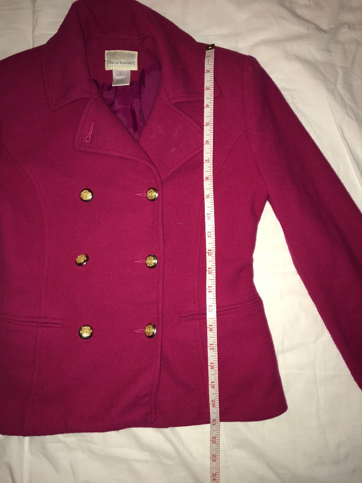 Vintage Susan Bristol Womens Lambswool Pink Blazer Jacket Size 4 Made In The USA