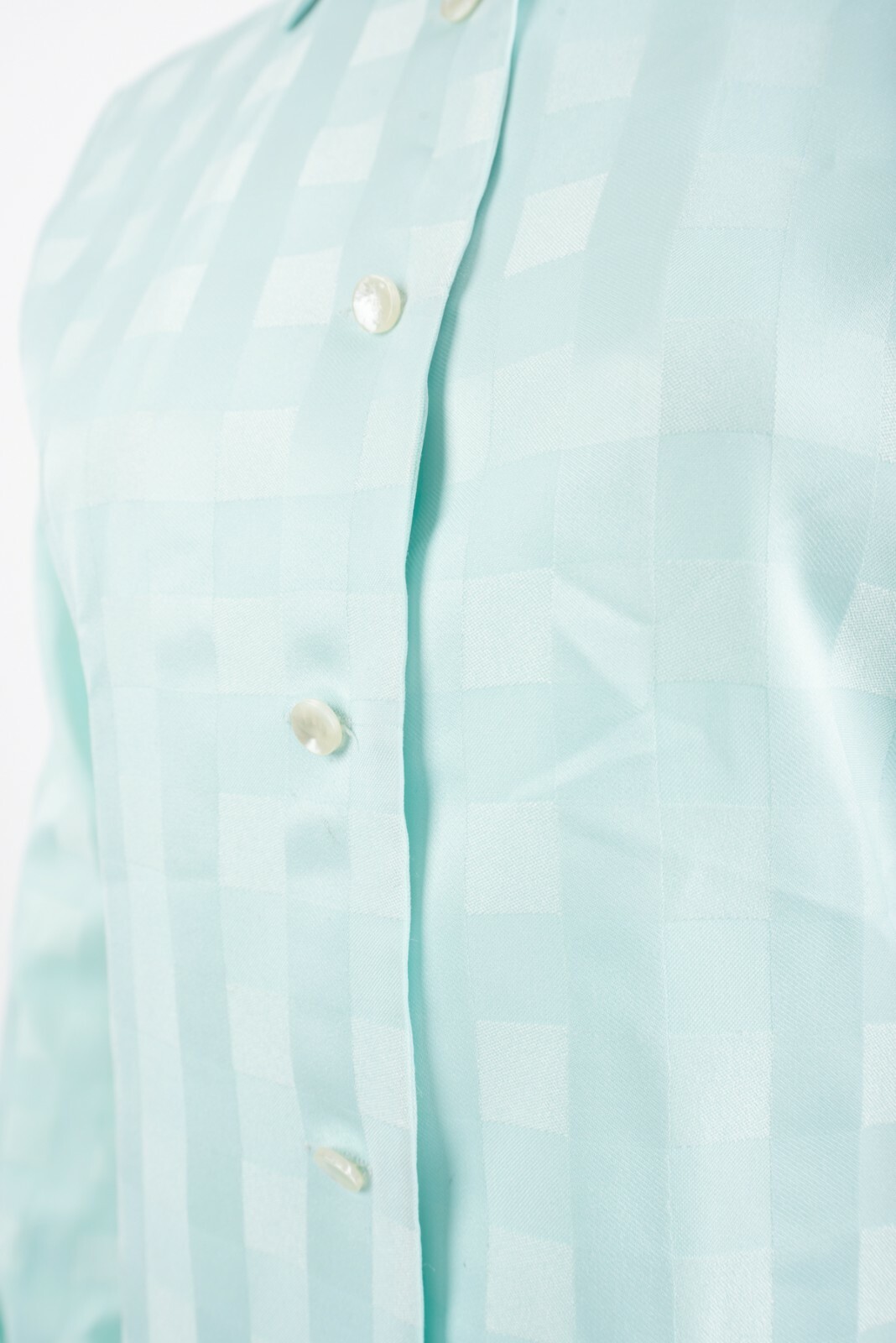 Vintage Womans Lanvin Paris New York Blouse Button Shirt Small Size 8 Mint Green