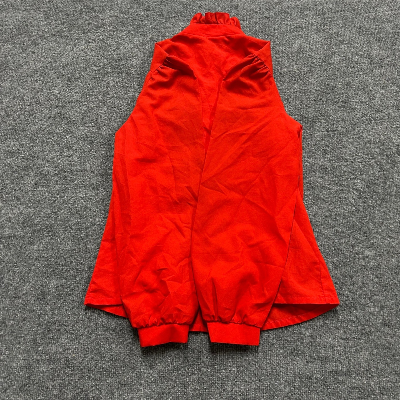 Vintage Ruffle Blouse Womens Size 9/10 Red Sleeve Victorian High Neck Button