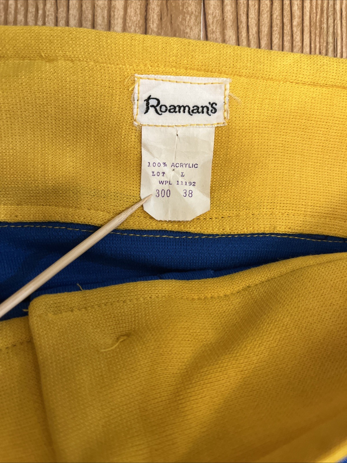 Vintage Plus Size Long Skirt Size 38 Blue & Yellow, w/ Smily Face Buttons