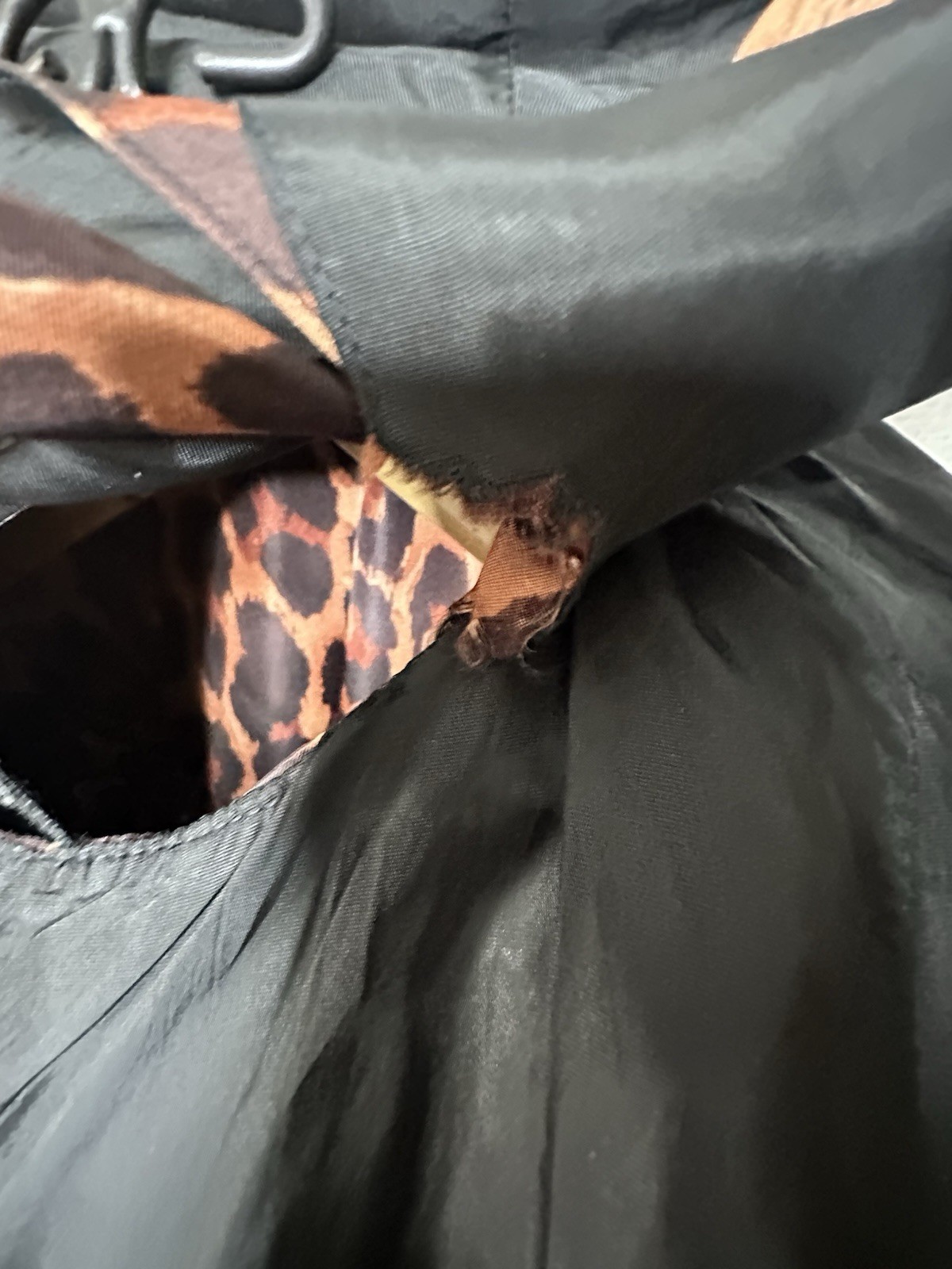 1950s Reversible Silk Satin Duster Coat Leopard Print Hooded Pockets