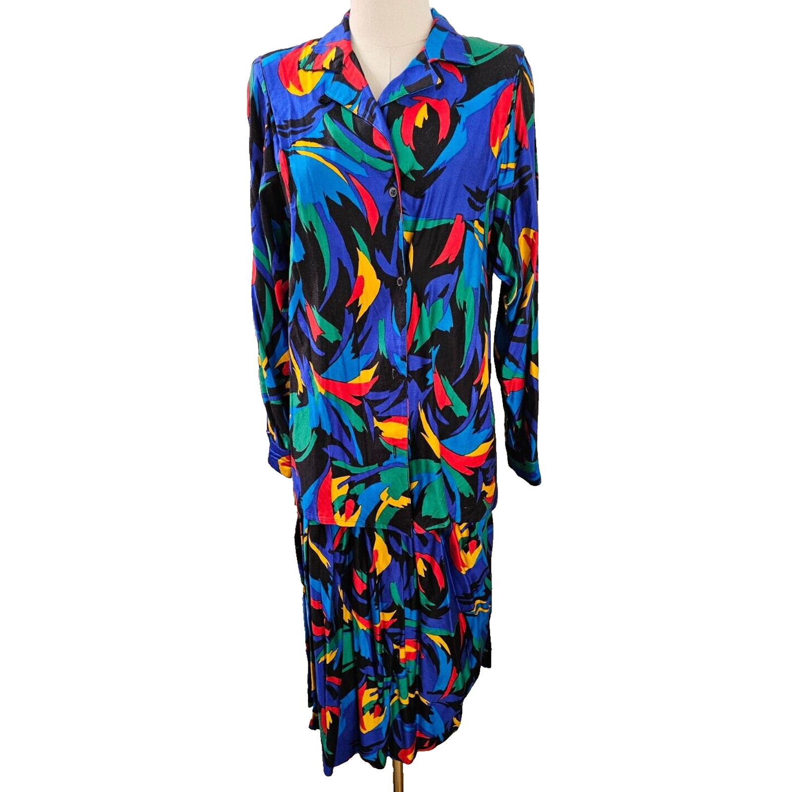 VTG Rafaella ULTIMATE 80s Suit Top Skirt WILD Bright Colors Made in Italy SMALL