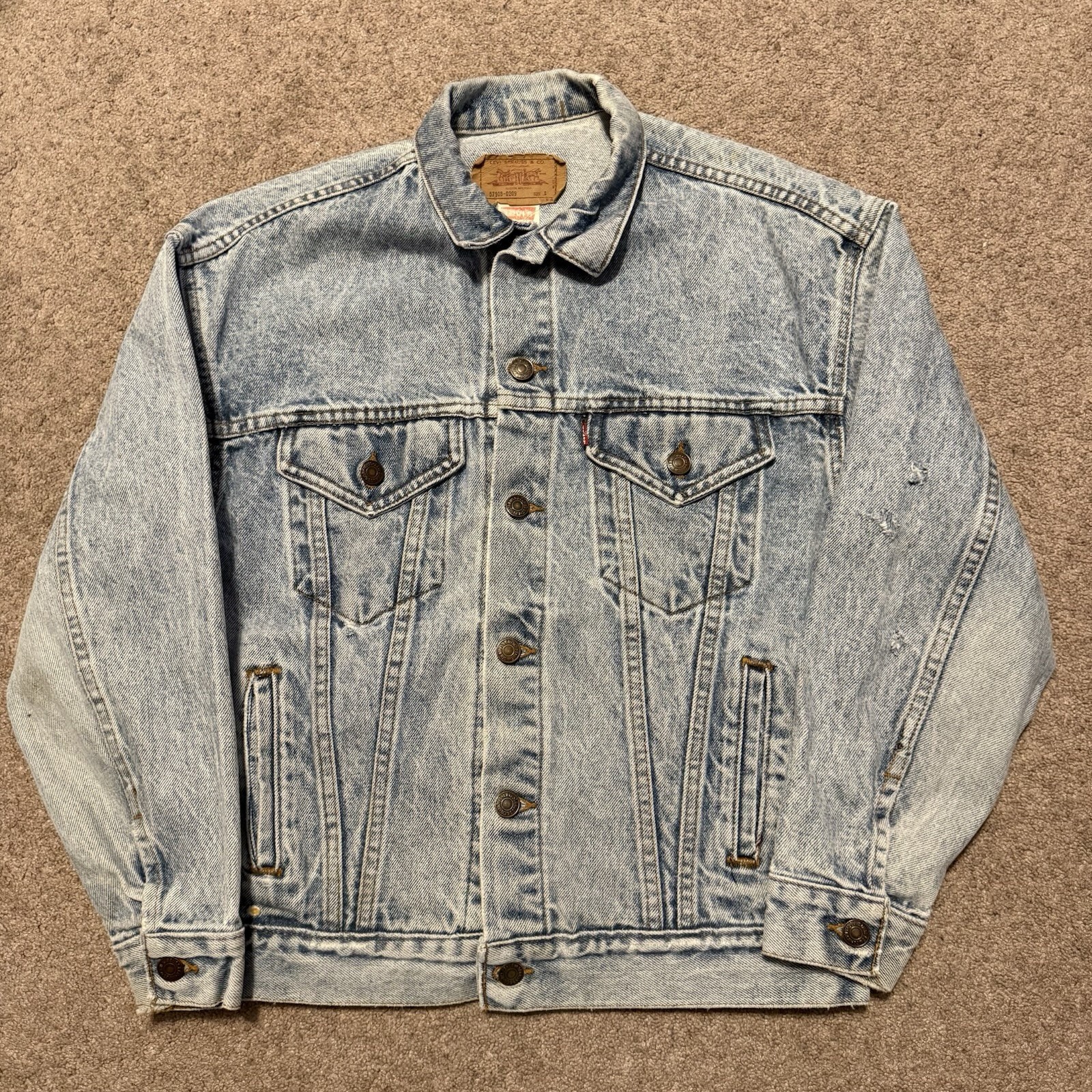 Vintage Levis Jacket Medium Acid Wash Denim Truckers Red Tag 57508-0209 USA