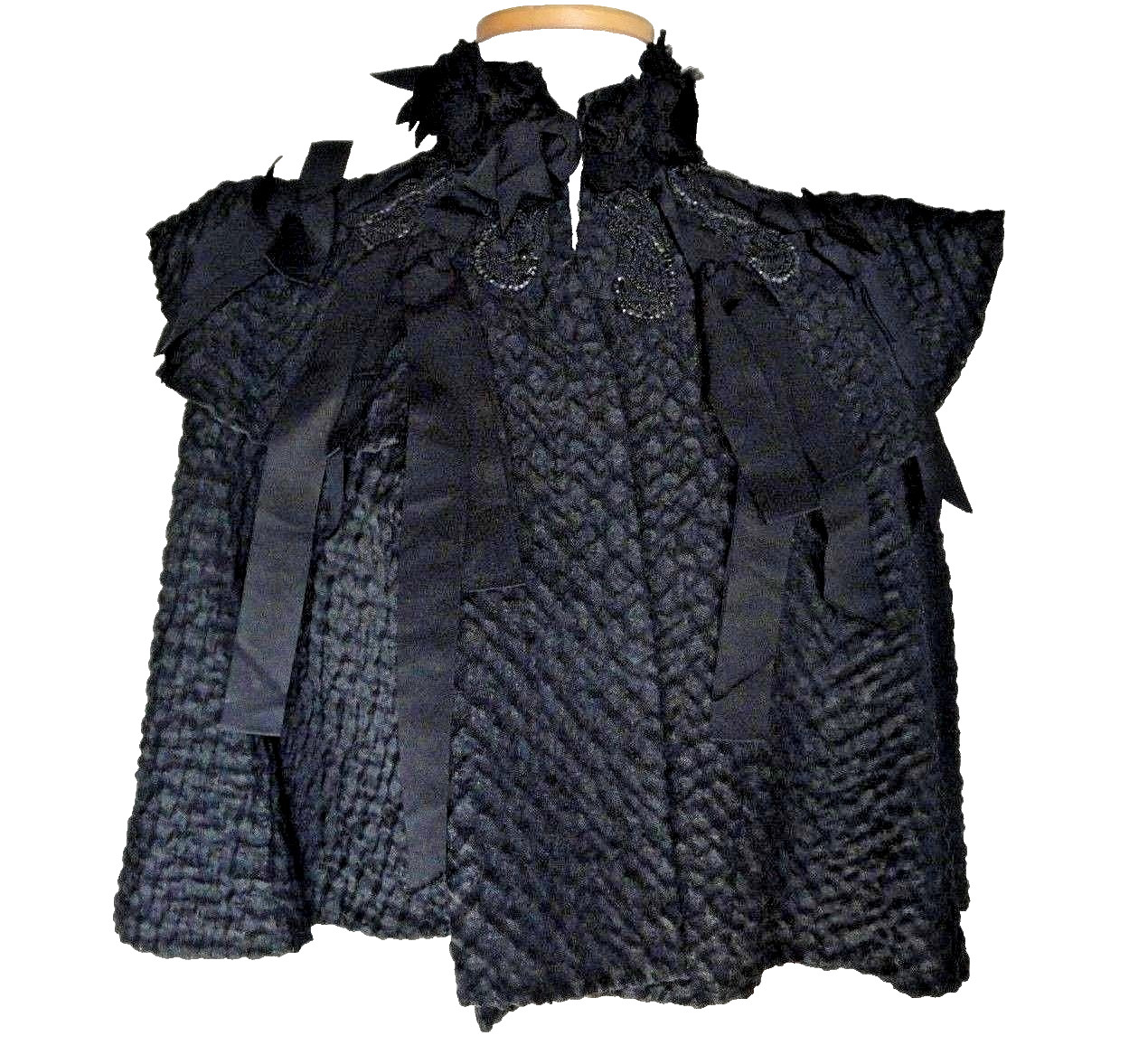 True Vintage Victorian Beaded Black Circular Cape Capelet