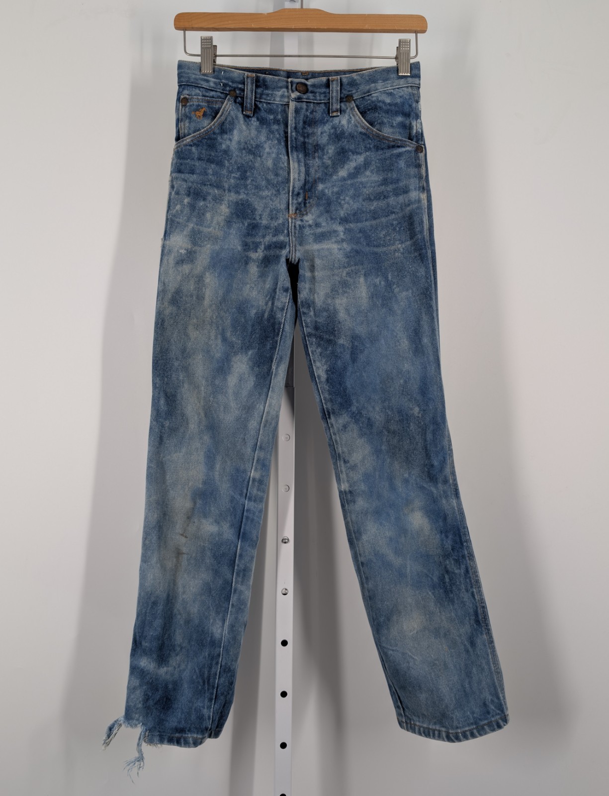 Wrangler Vintage 60s Cloudburst Fade Indigo Triple Stitch Talon Zip 26 x 26 USA